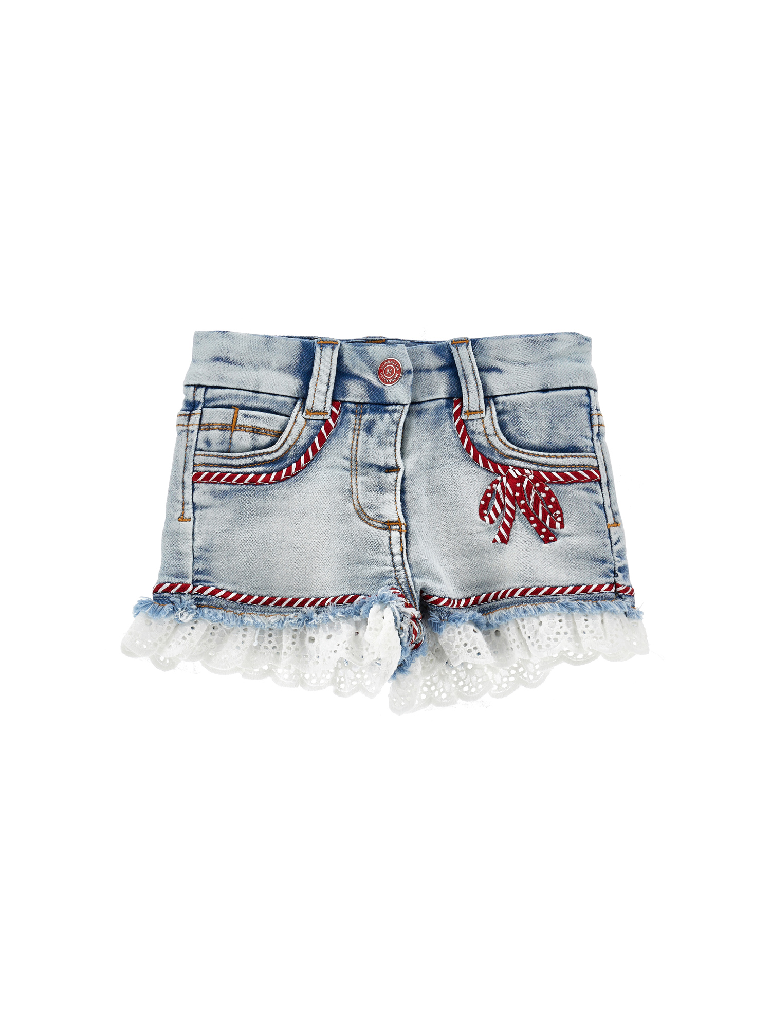 Monnalisa Jeansshorts Mit Lochstickerei In Stone Bleach