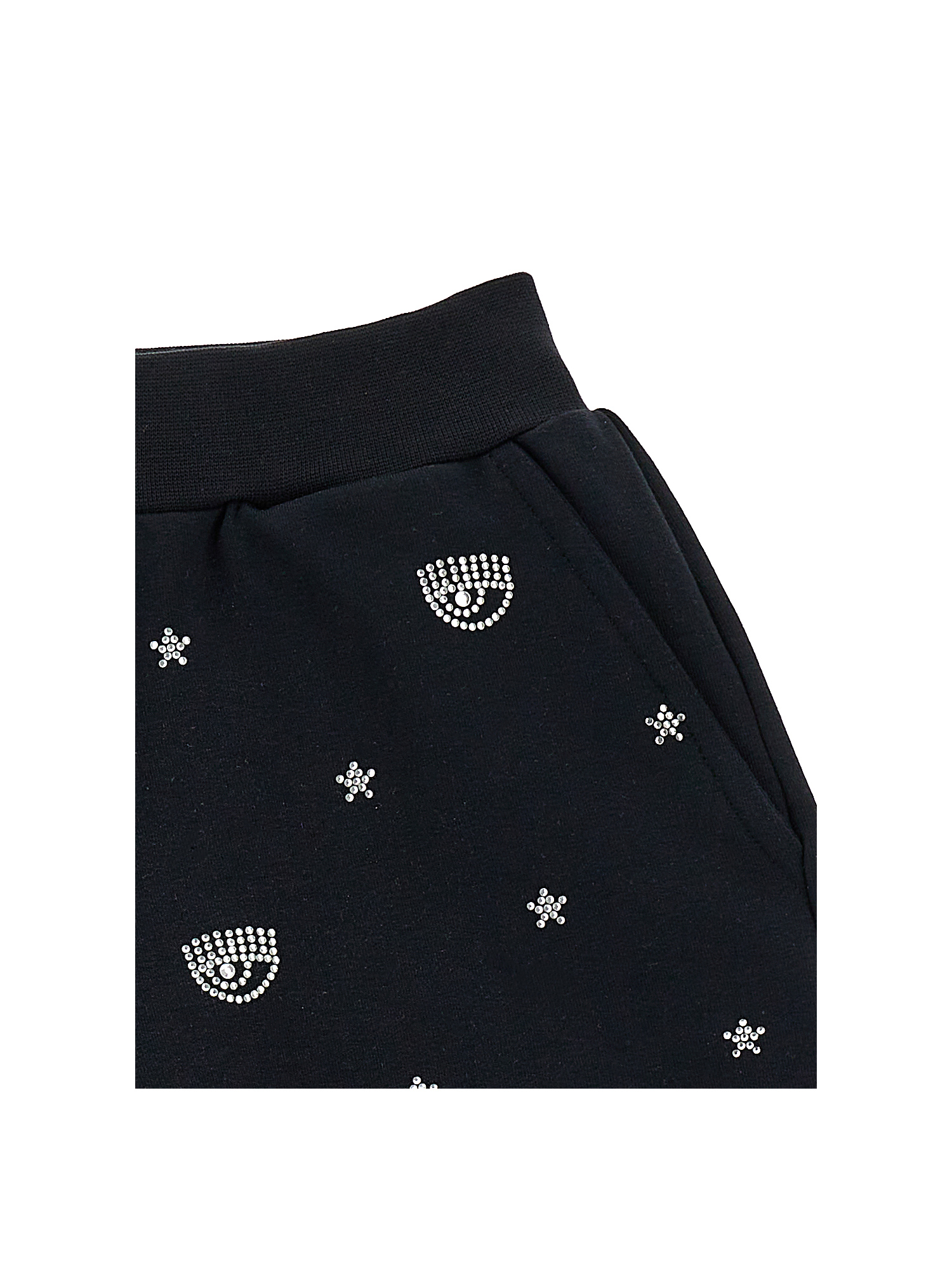 Shop Chiara Ferragni Fleece Shorts With Logomania Embroidery In Black
