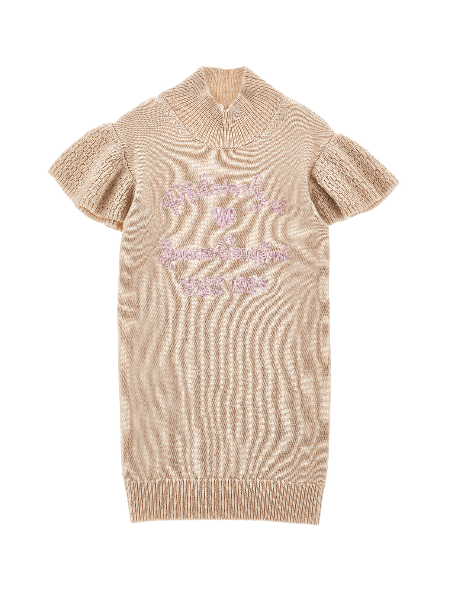 Philosophy Di Lorenzo Serafini Philosophy Kids  Knit Dress With Ruffles In Neutral