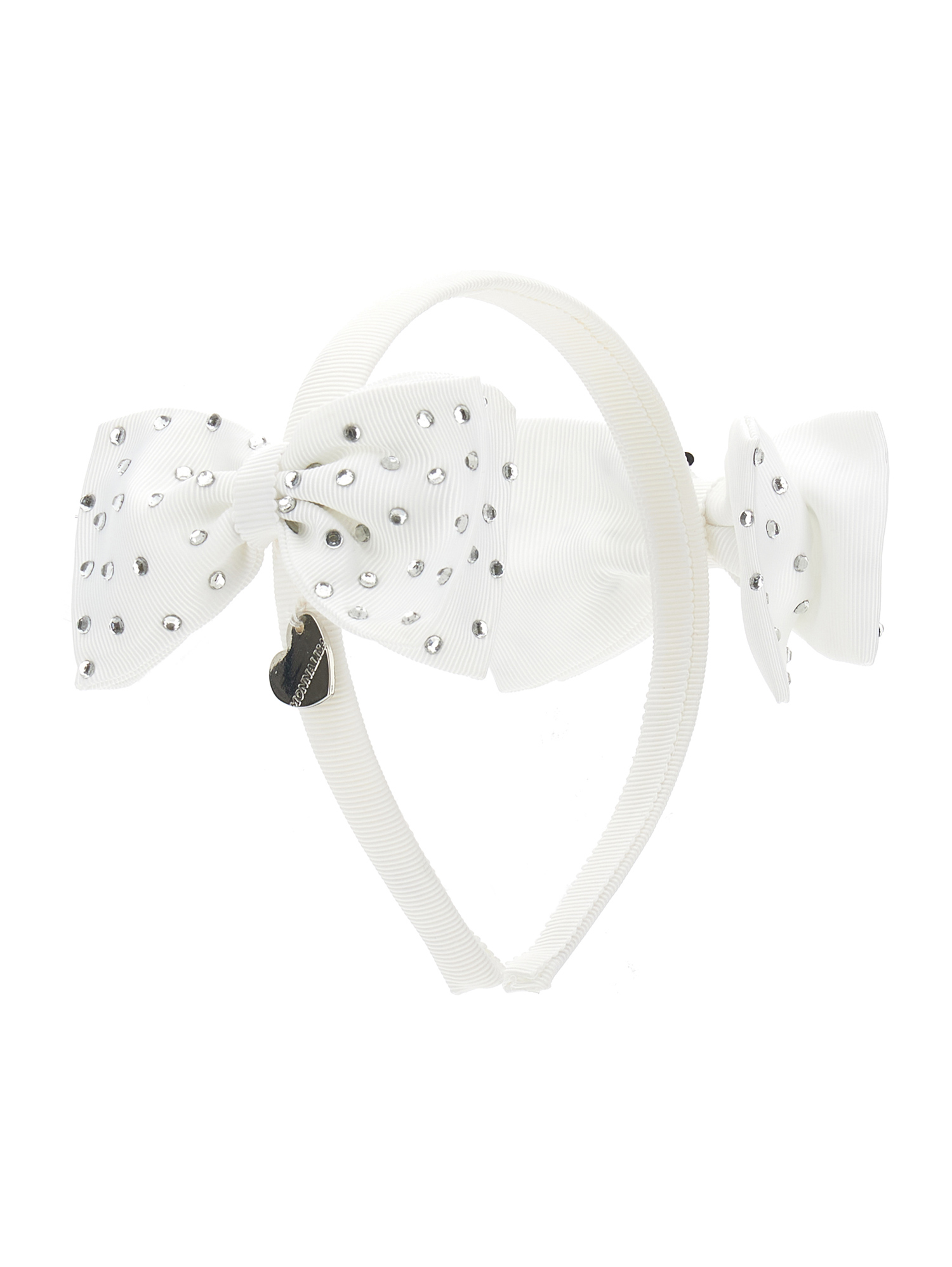 Shop Monnalisa Double Bow Hairband In White