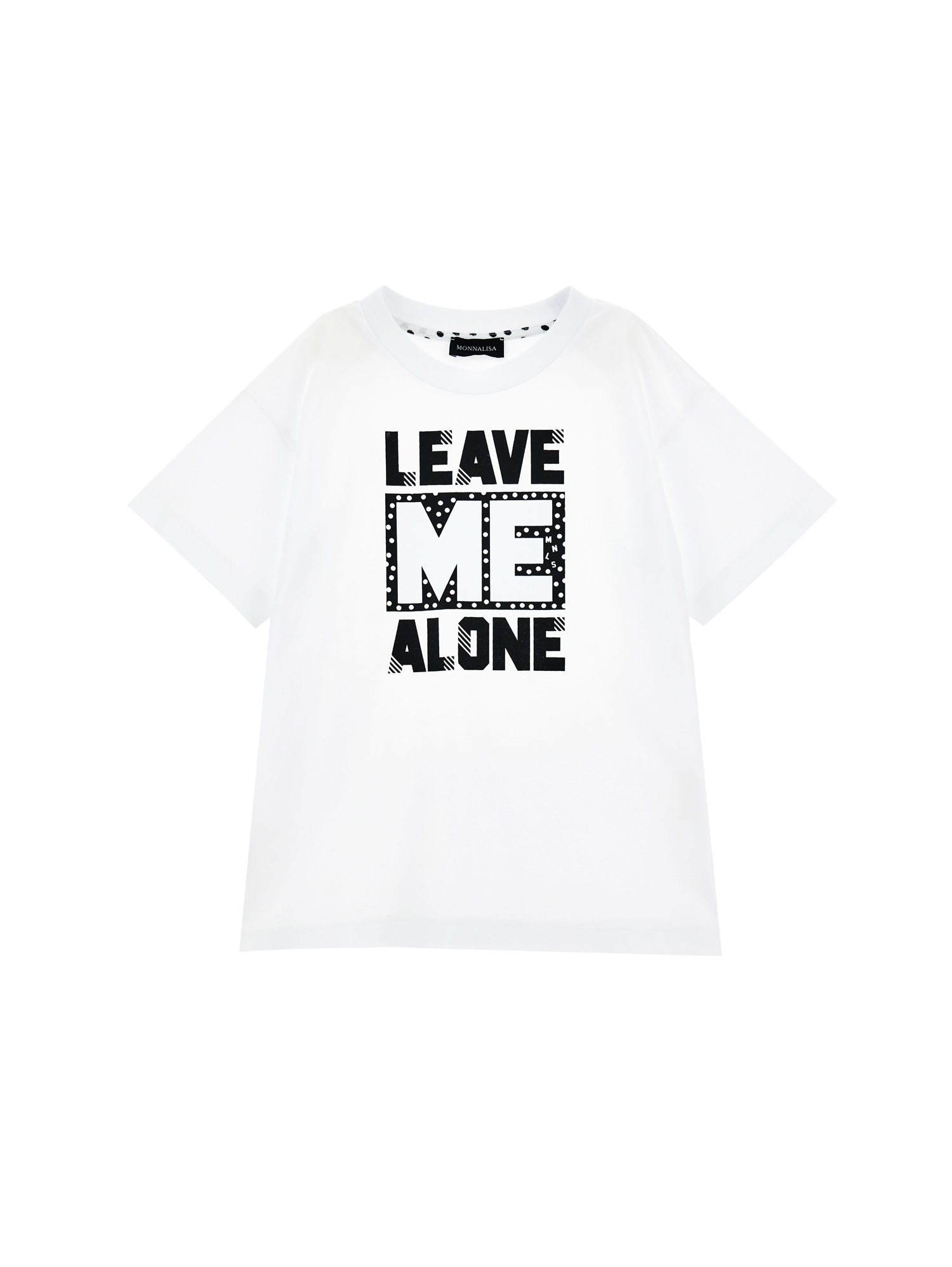 Monnalisa Polka Dot Cotton T-shirt With Logo In White
