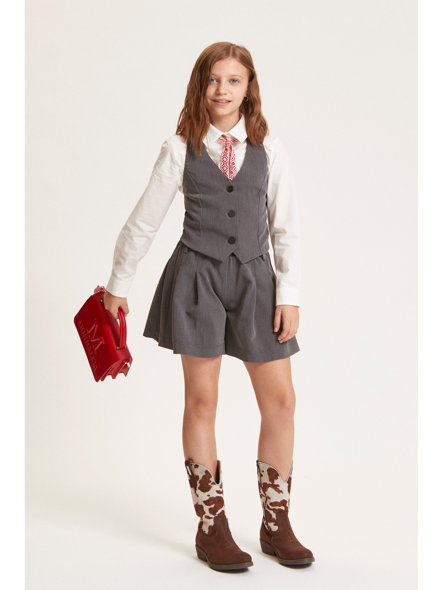 Monnalisa Elegant Shorts With Pleats In Gray