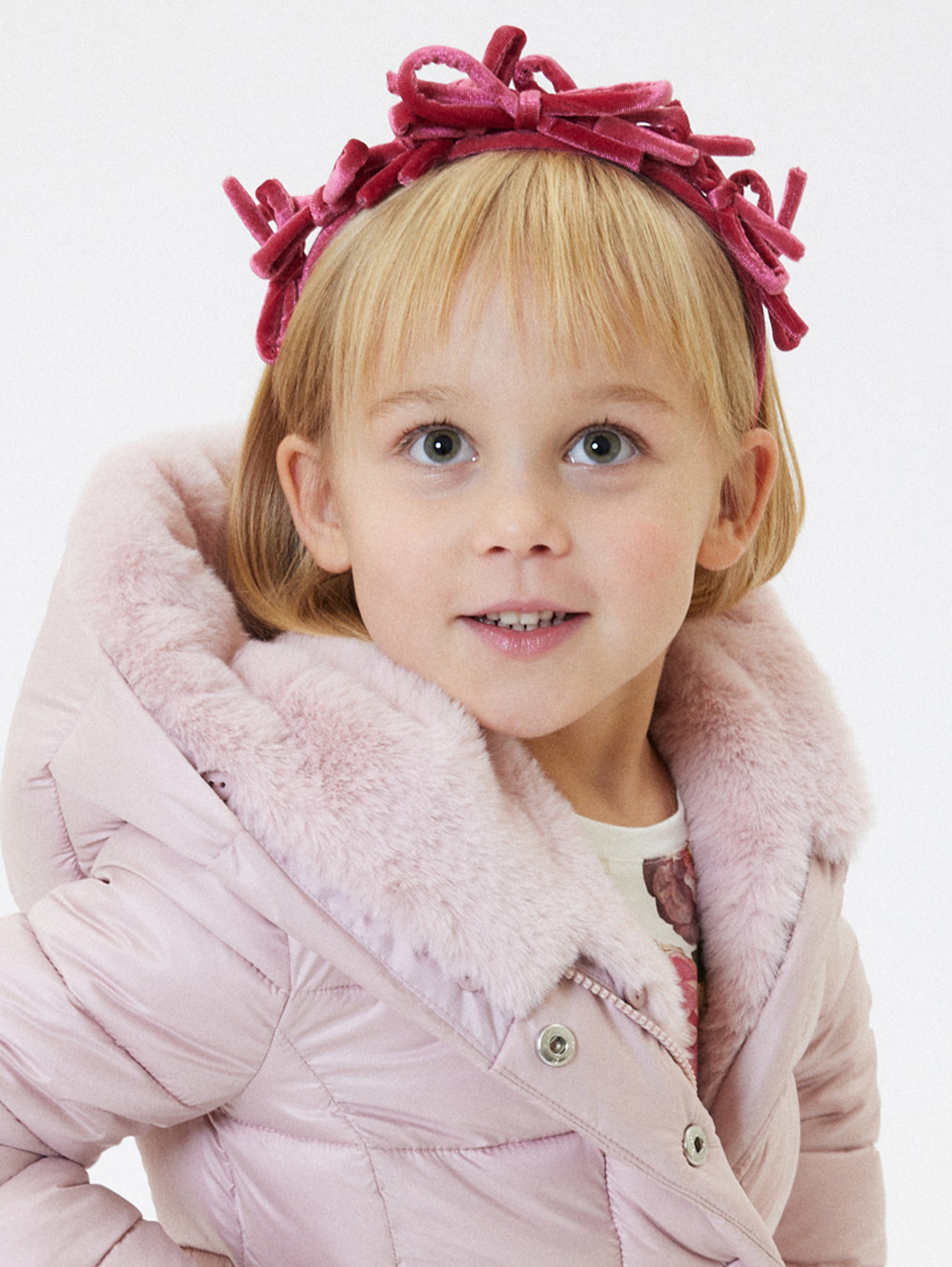 Monnalisa Velvet Headband With Bows In Plum