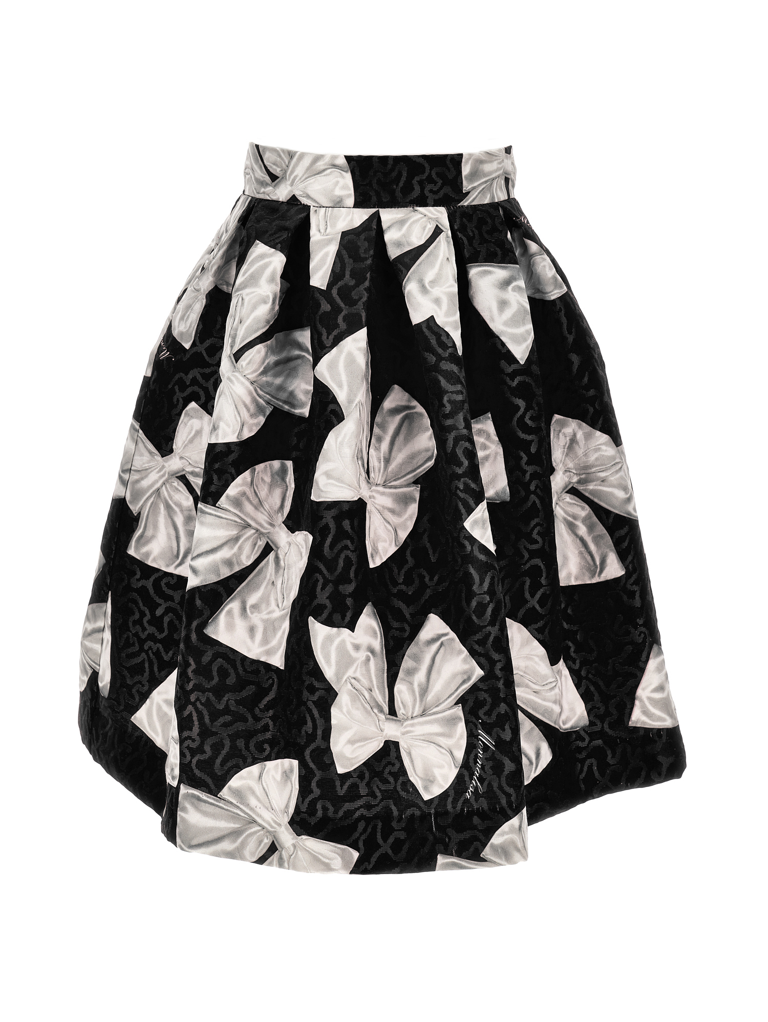Monnalisa Bow Brocade Skirt In Black