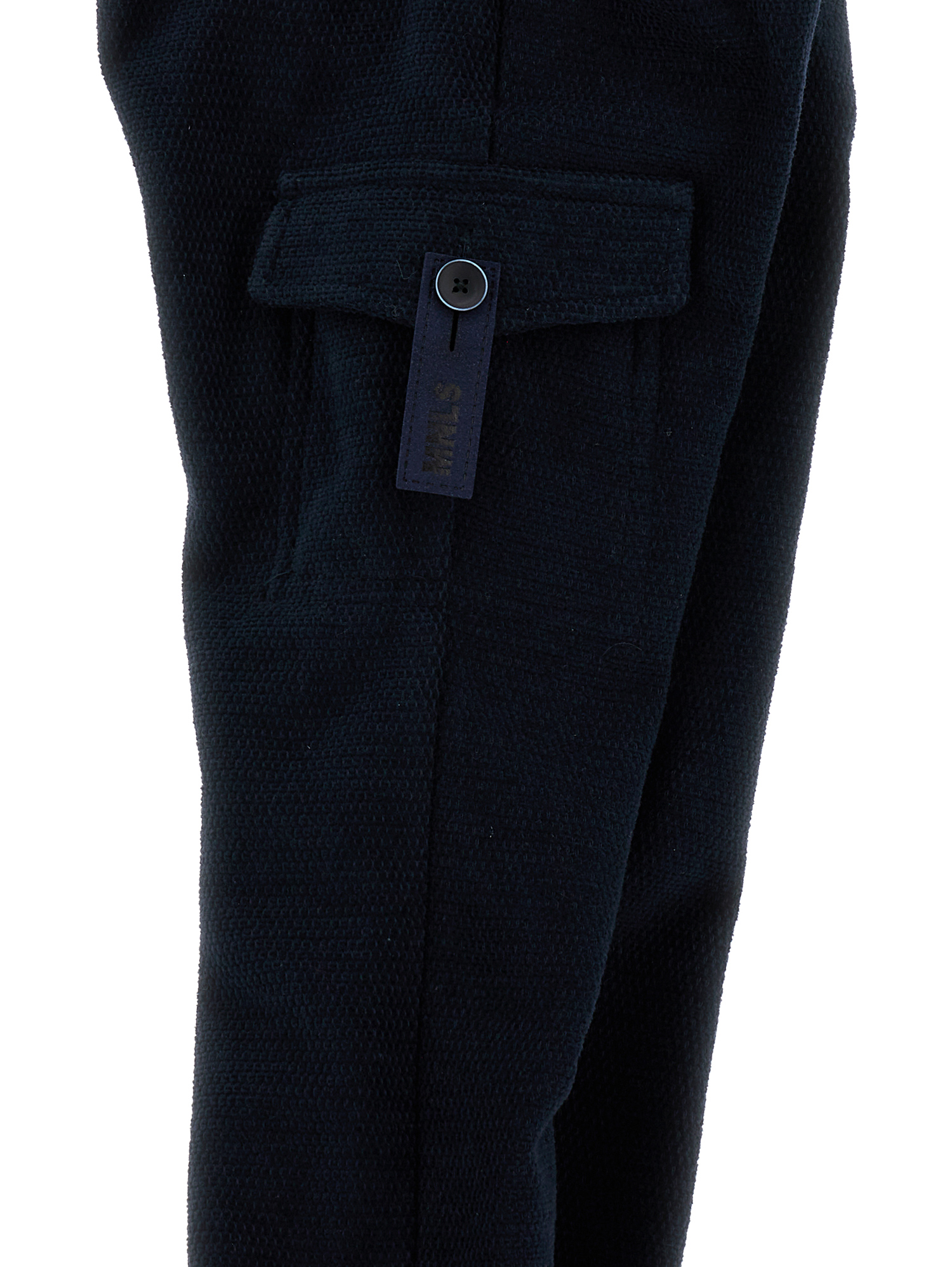 Shop Monnalisa Cargo Style Velvet Trousers In Navy Blue