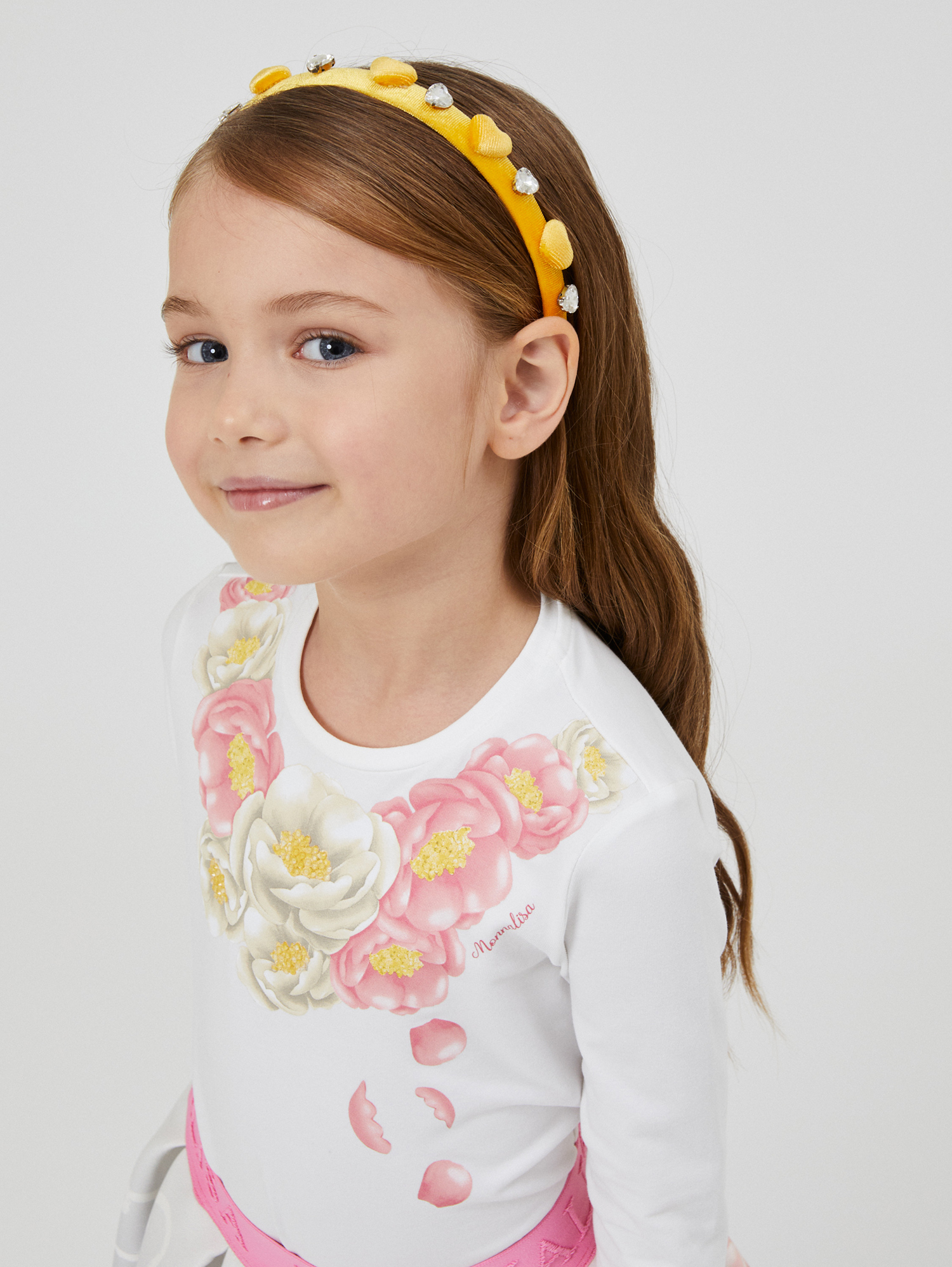 Monnalisa Velvet Hairband In Light Yellow