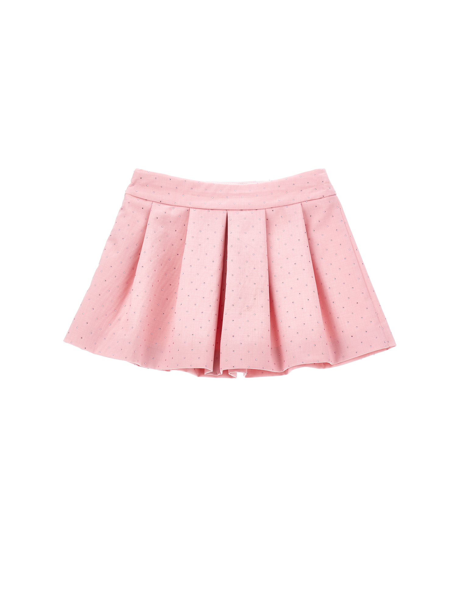 Viscose mini skirt with rhinestones girl | Monnalisa United
