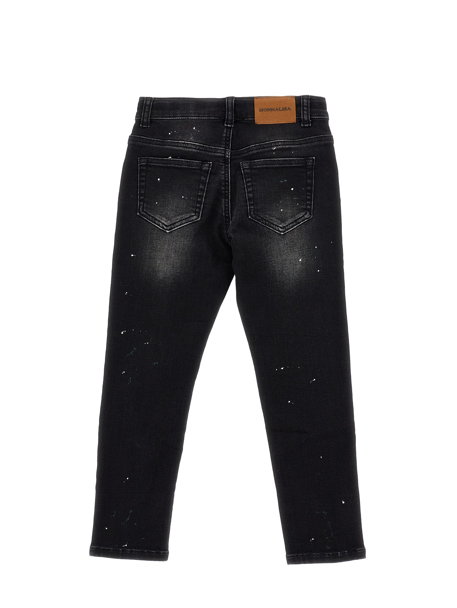 Monnalisa Stretch Denim Jeans In Coal Grey