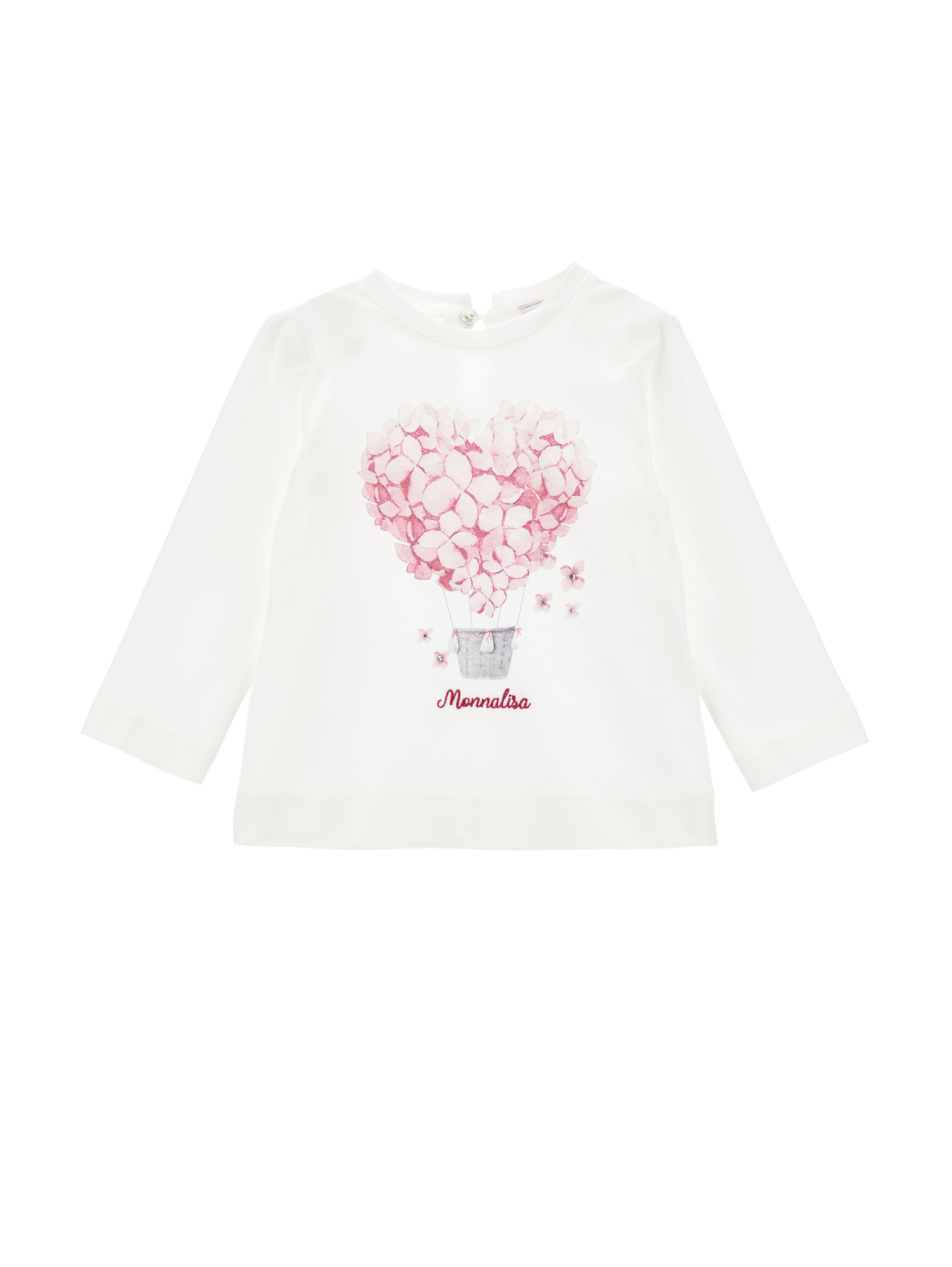 Monnalisa T-shirt jersey cotone con maxi stampa e strass