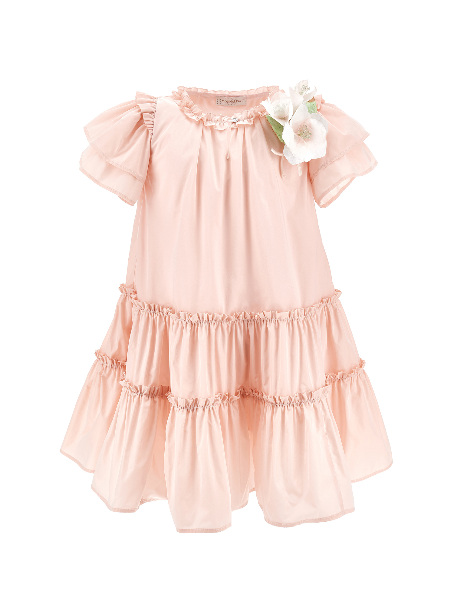 Monnalisa Kids'   Lightweight Taffeta Dress In Dusty Pink Rose