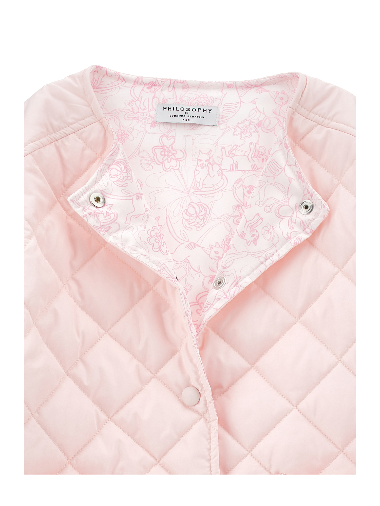 Philosophy Di Lorenzo Serafini Philosophy Kids  Quilted Jacket With Printed Details In Pink