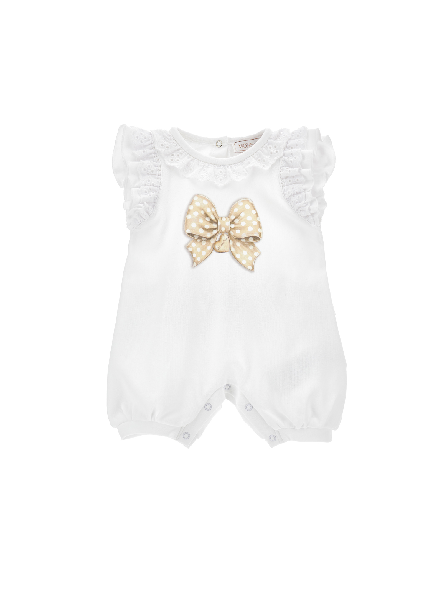 Monnalisa Sangallo Cotton Romper In White