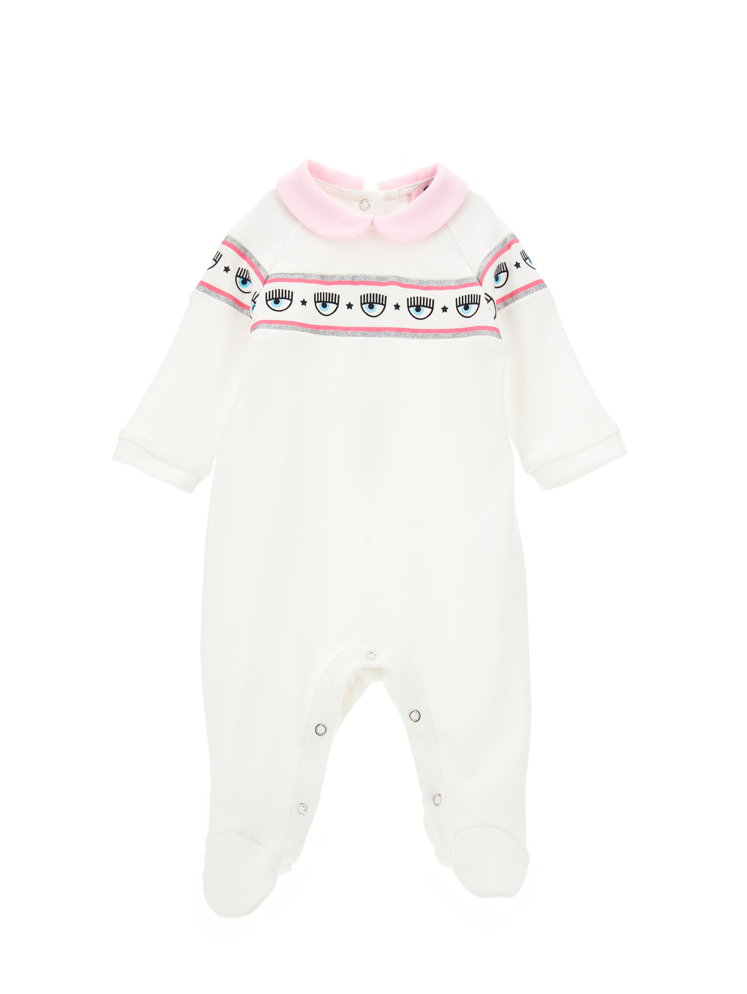 Chiara Ferragni Babies'   Cf Zebra Cotton Playsuit In Cream