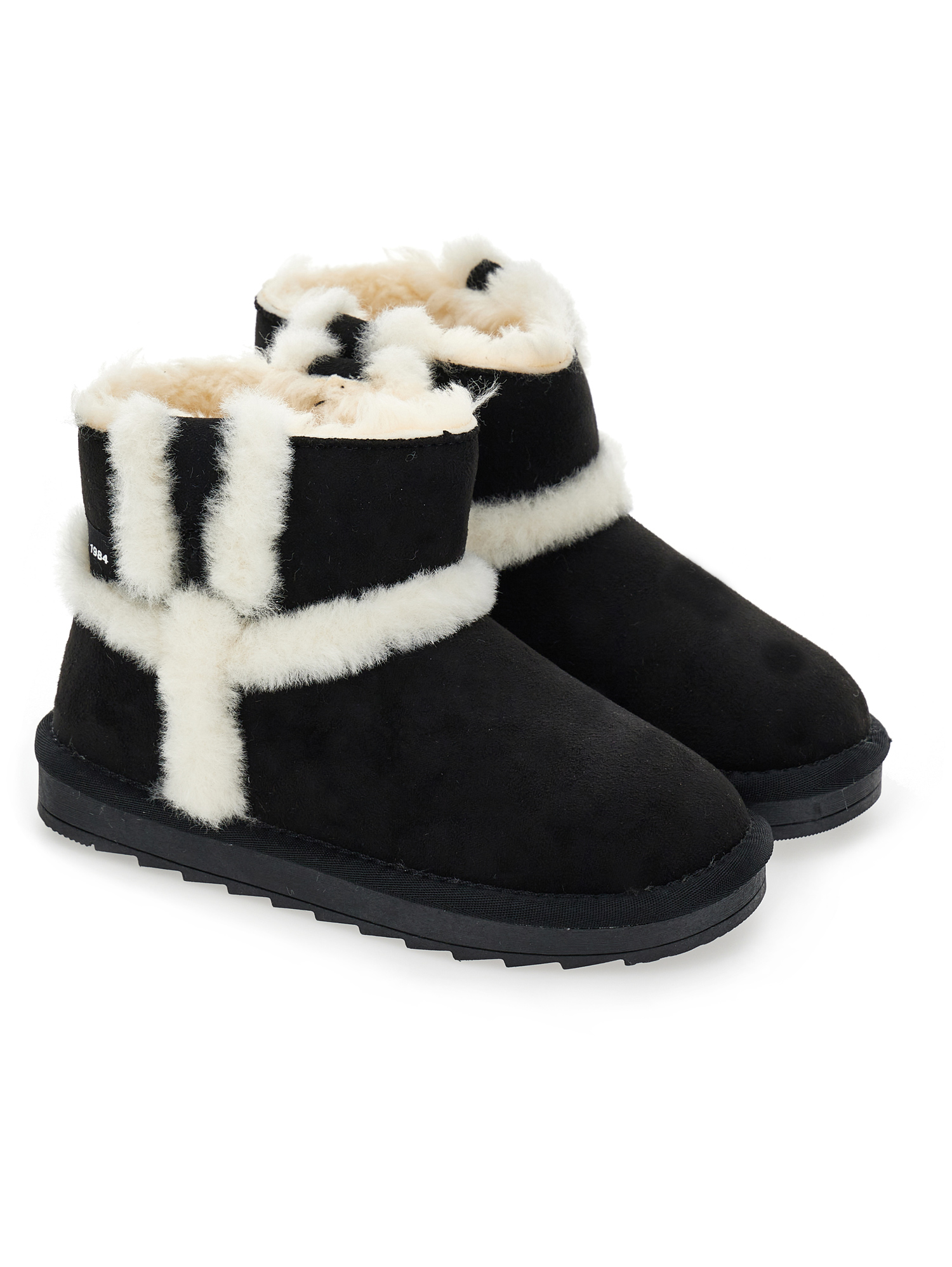 Philosophy Di Lorenzo Serafini Philosophy Kids Ankle Boots With Fur Trim In Black