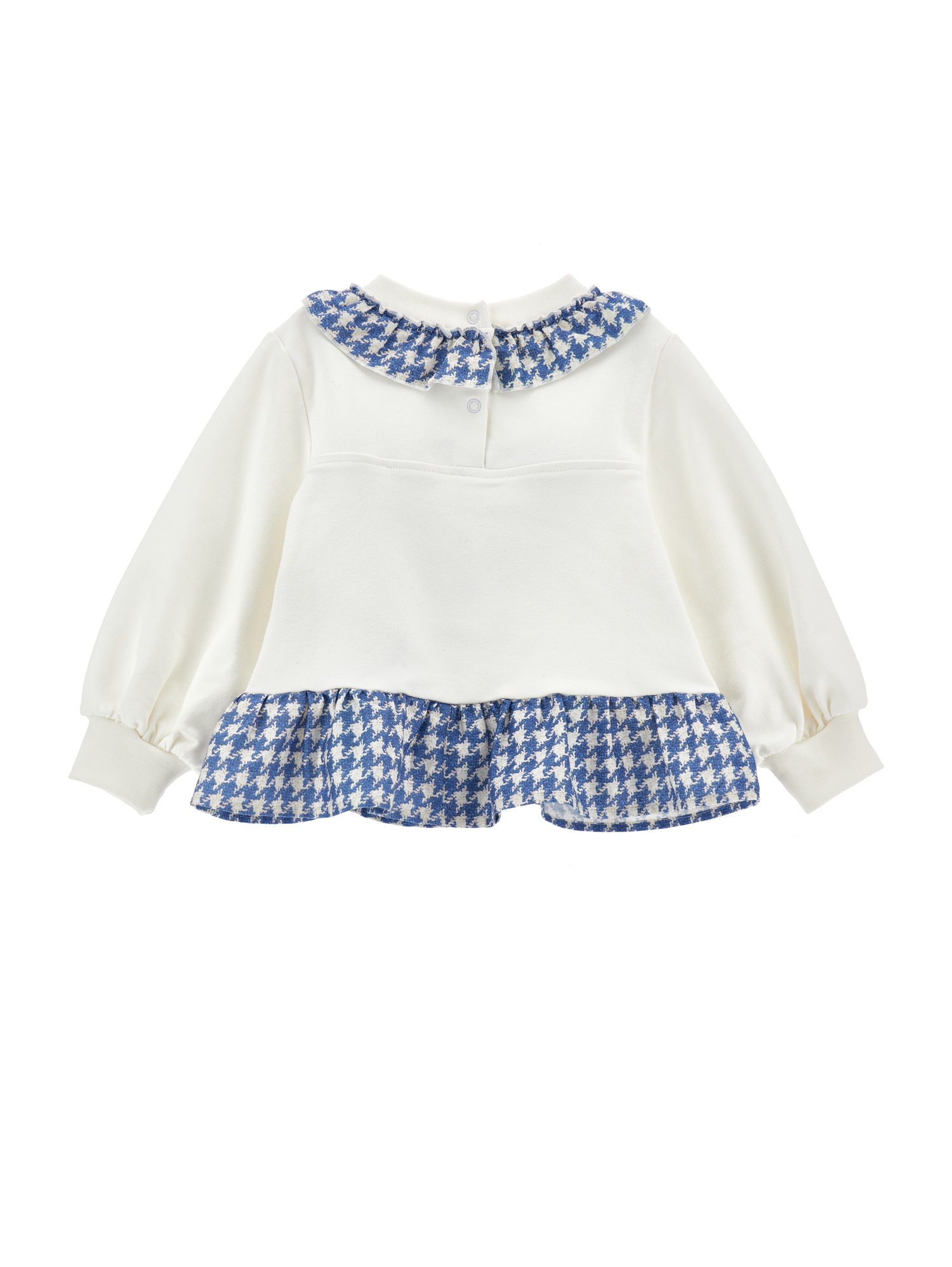 Monnalisa Teddy Sweatshirt With Gingham Frill In White