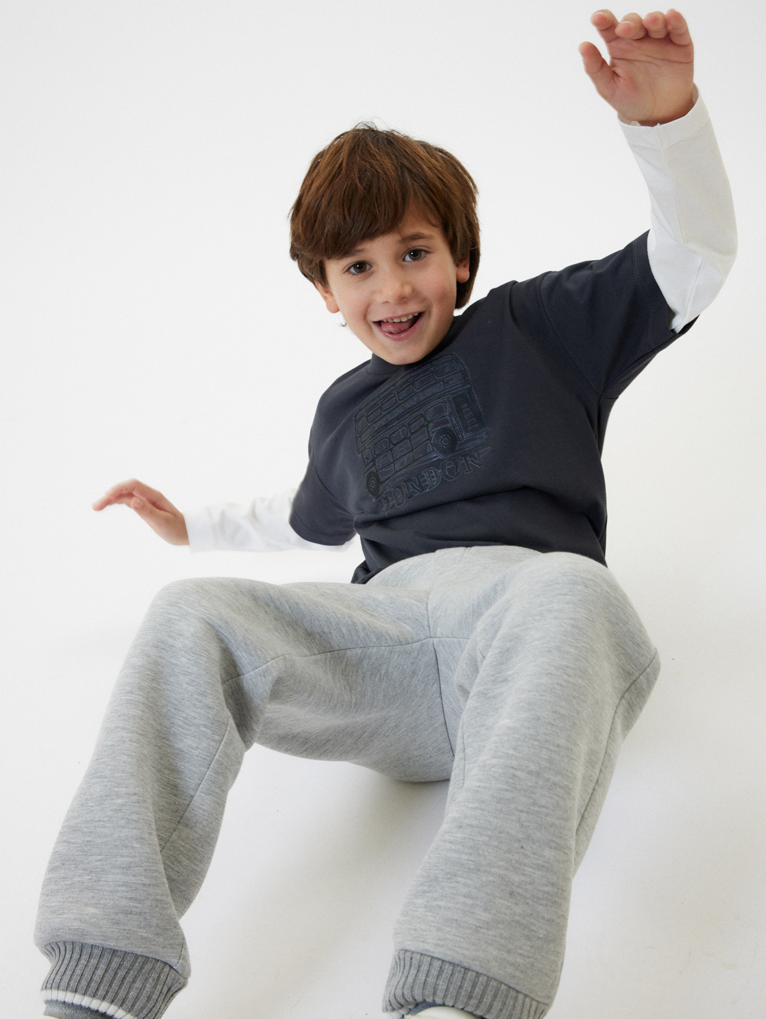 Monnalisa Fleece Joggers In Grey + Cream