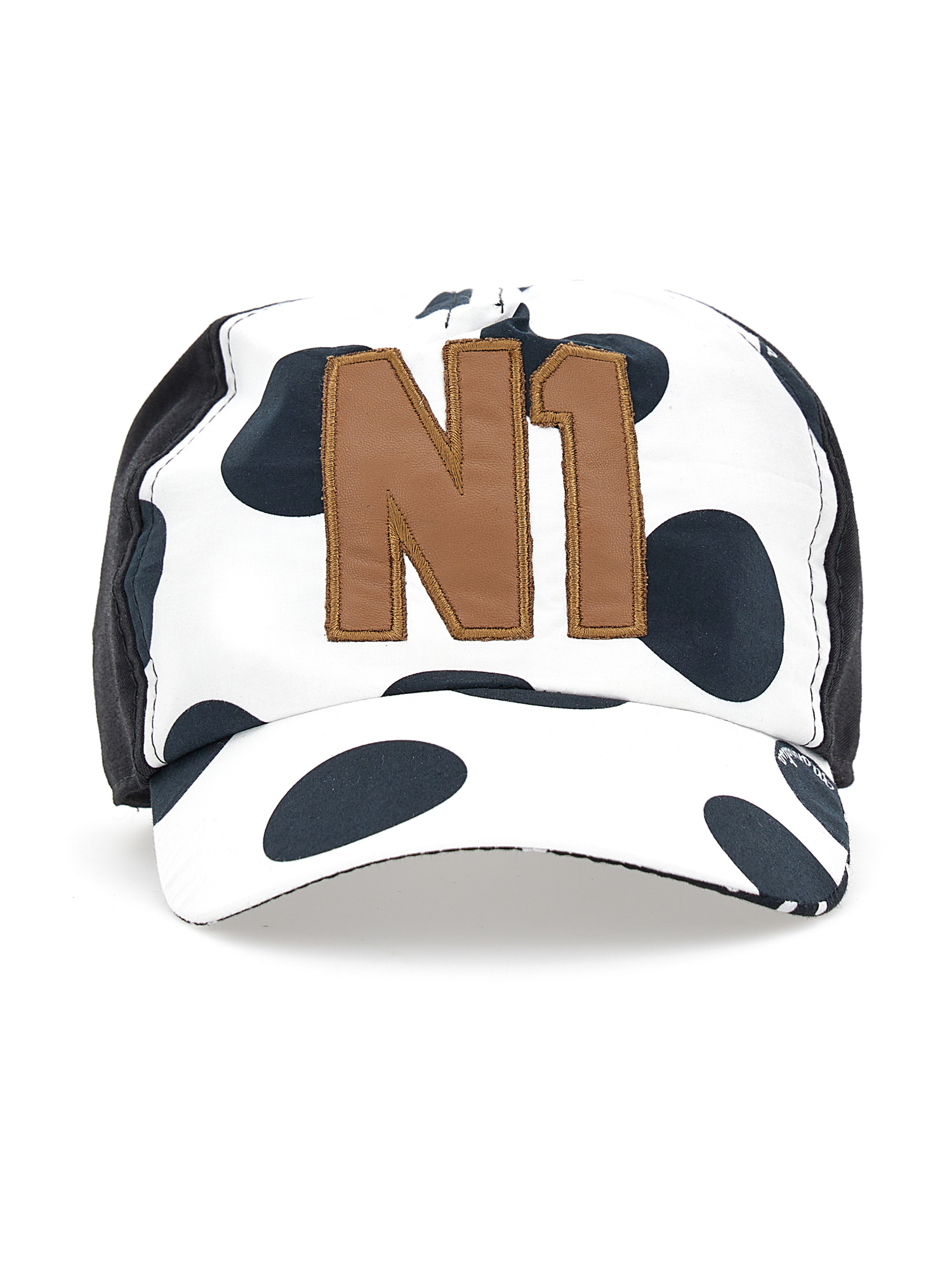 Monnalisa Maxi Polka Dot Baseball Cap In White + Black