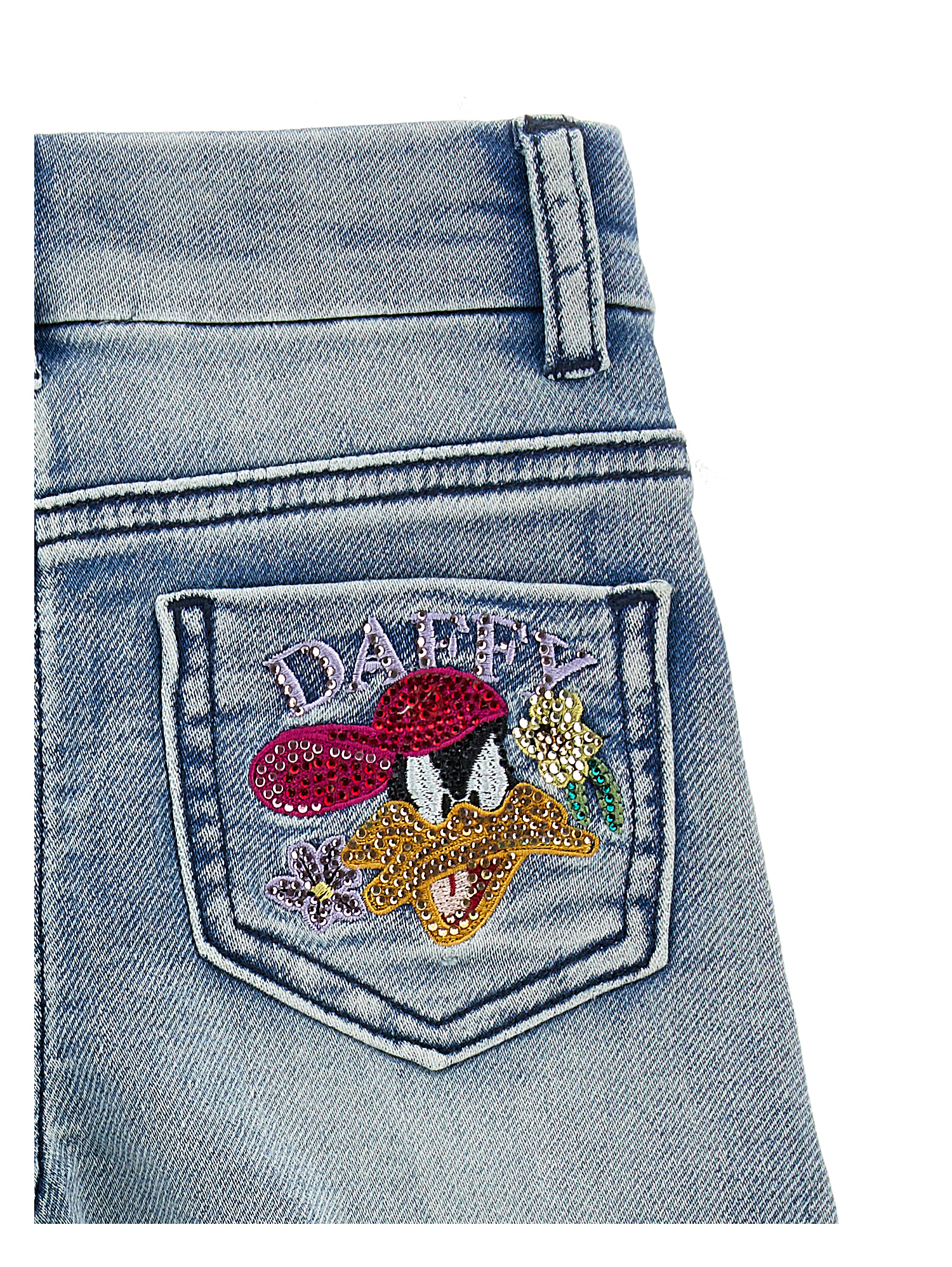 Shop Monnalisa Daffy Duck Fleece Trousers In Stone Bleach