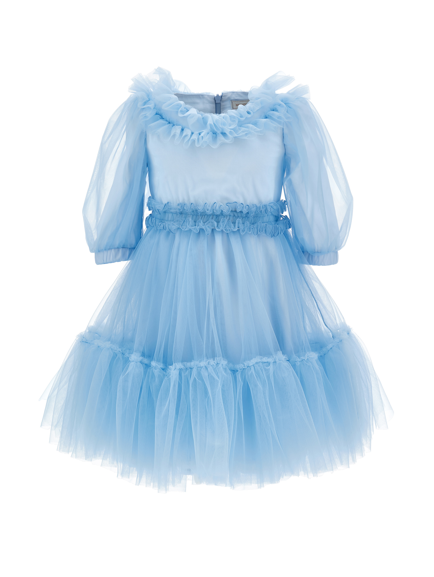 Monnalisa Ruffled Tulle Dress In Blue