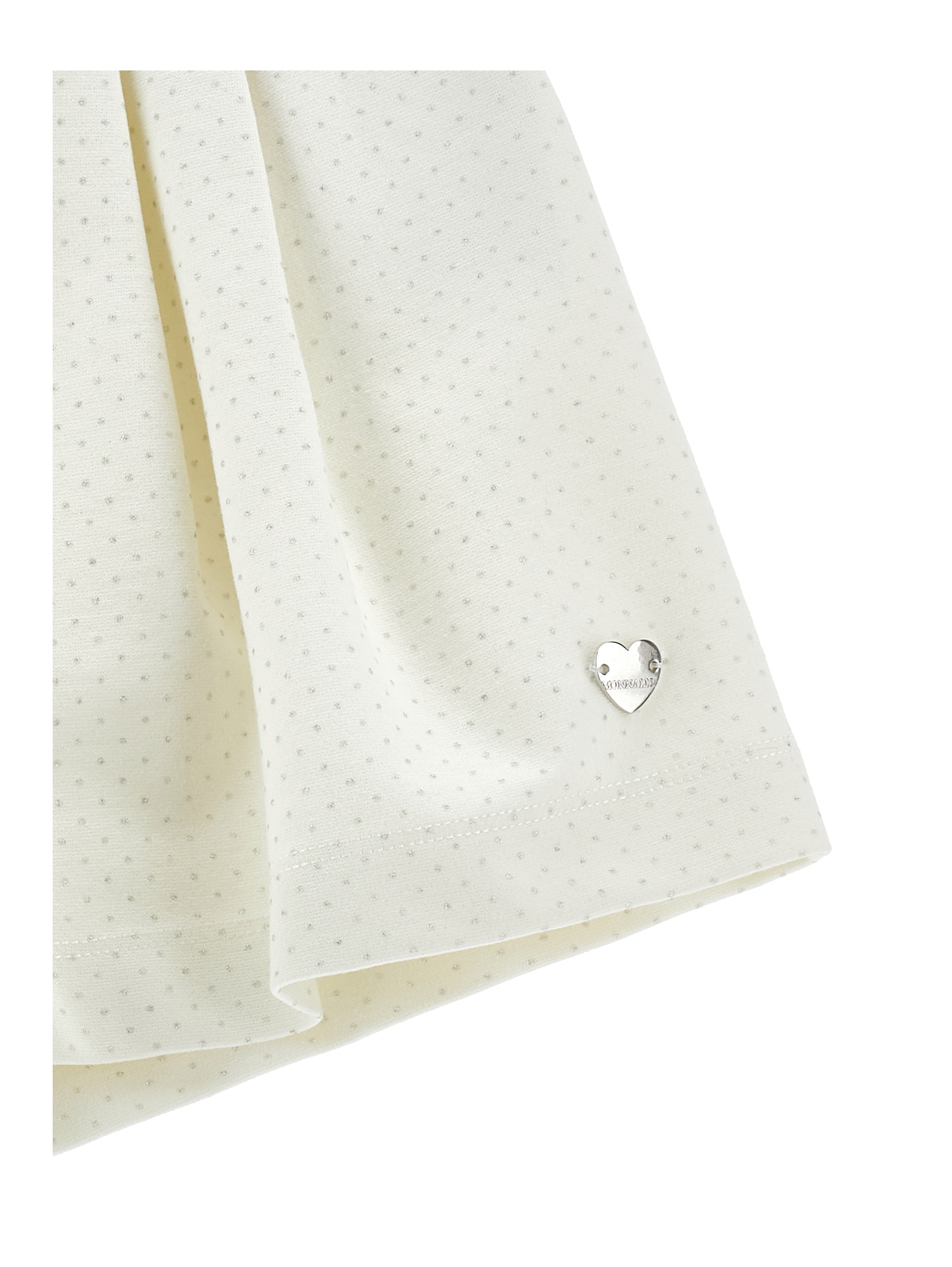 Monnalisa Glitter Polka Dot Bermuda Shorts In Ecru + Silver