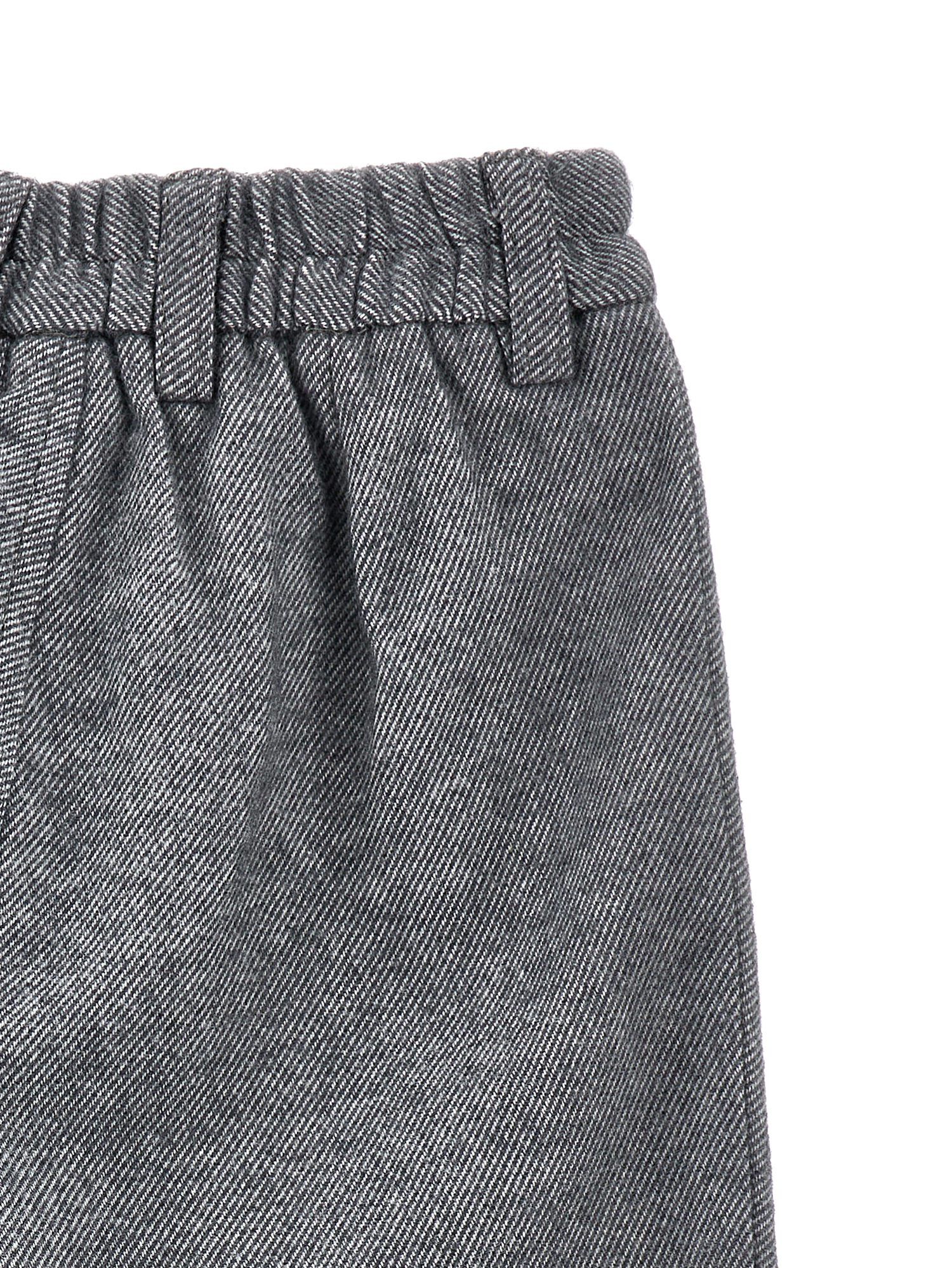 Monnalisa Soft Flannel Trousers In Grey + Cream