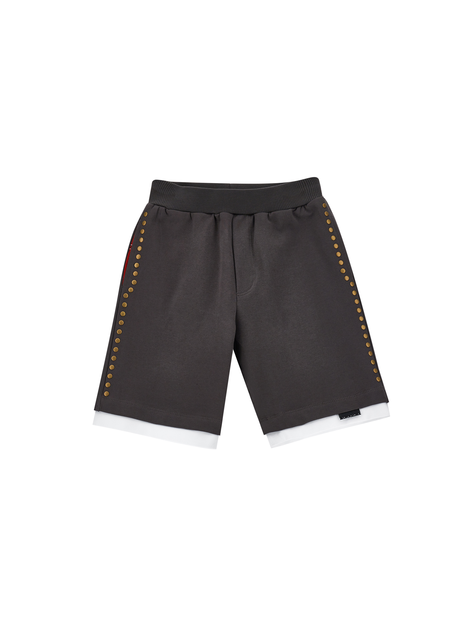 Monnalisa Kids'   Fleece Bermuda Shorts With Studs In Charcoal Grey