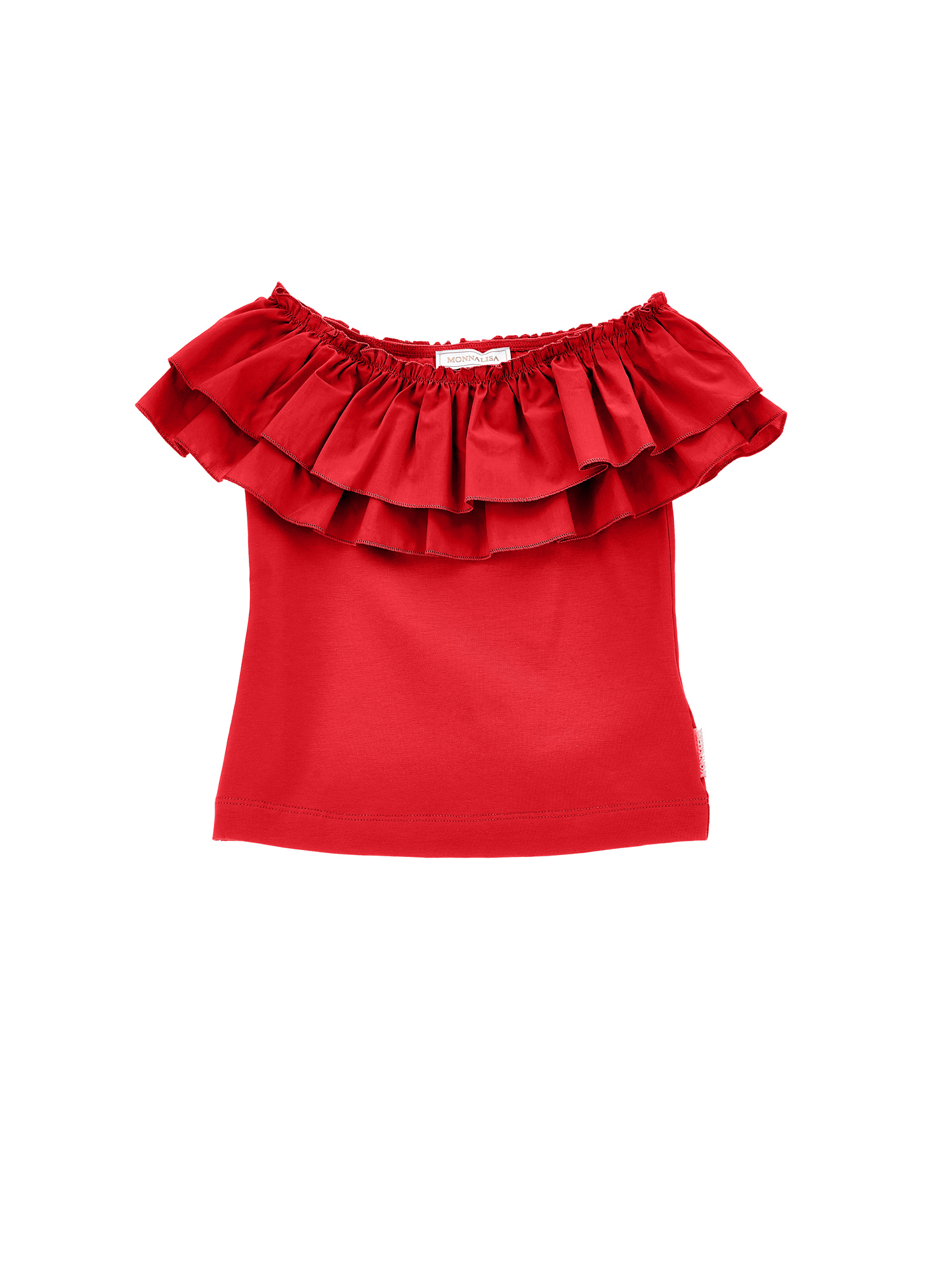 Monnalisa Jersey T-shirt With Maxi Trim In Red