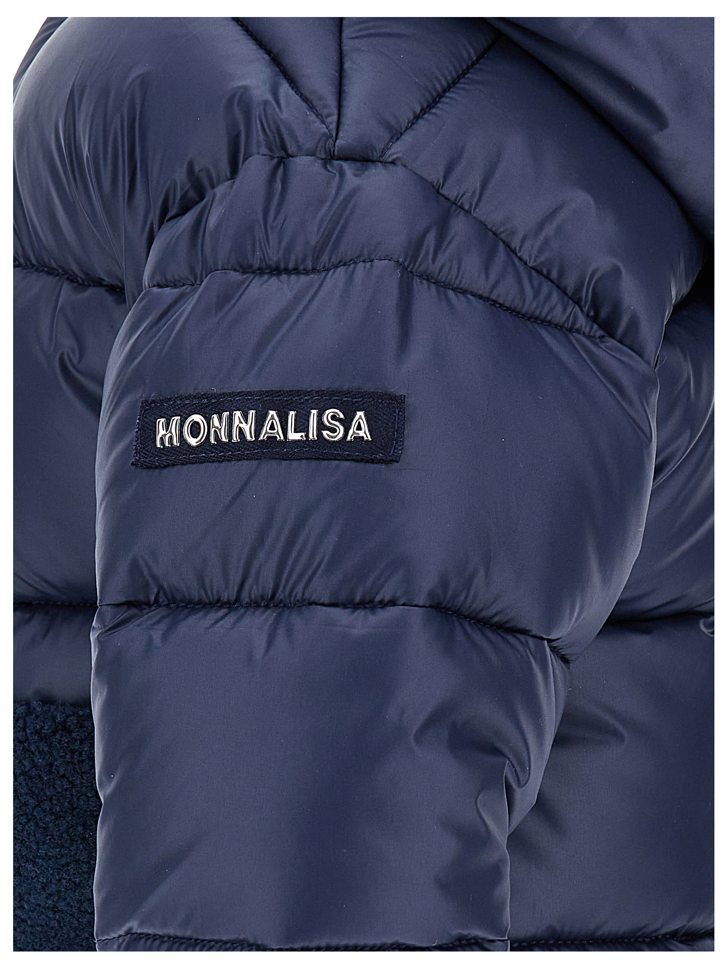 Monnalisa Padded Down Jacket With Plush In Navy Blue