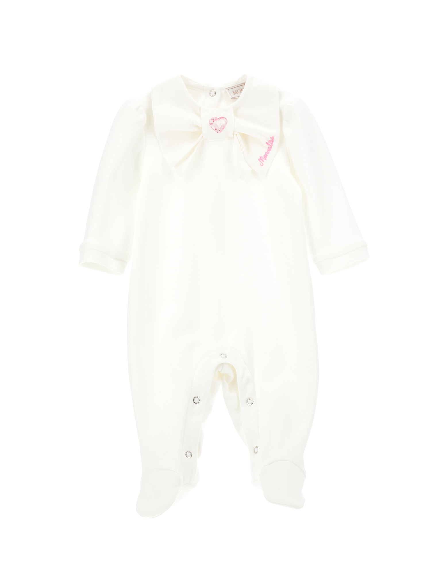 Monnalisa Chenille Playsuit With Double Collar In Cream