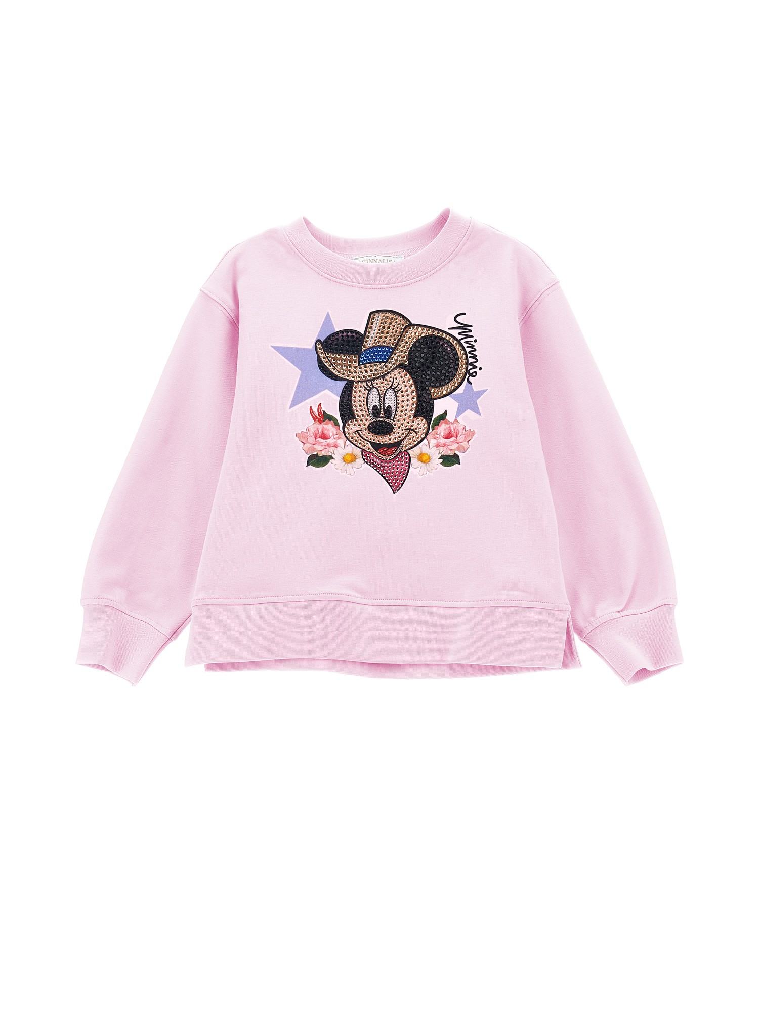 Monnalisa Minnie Print Sweatshirt In Rosa Fairy Tale