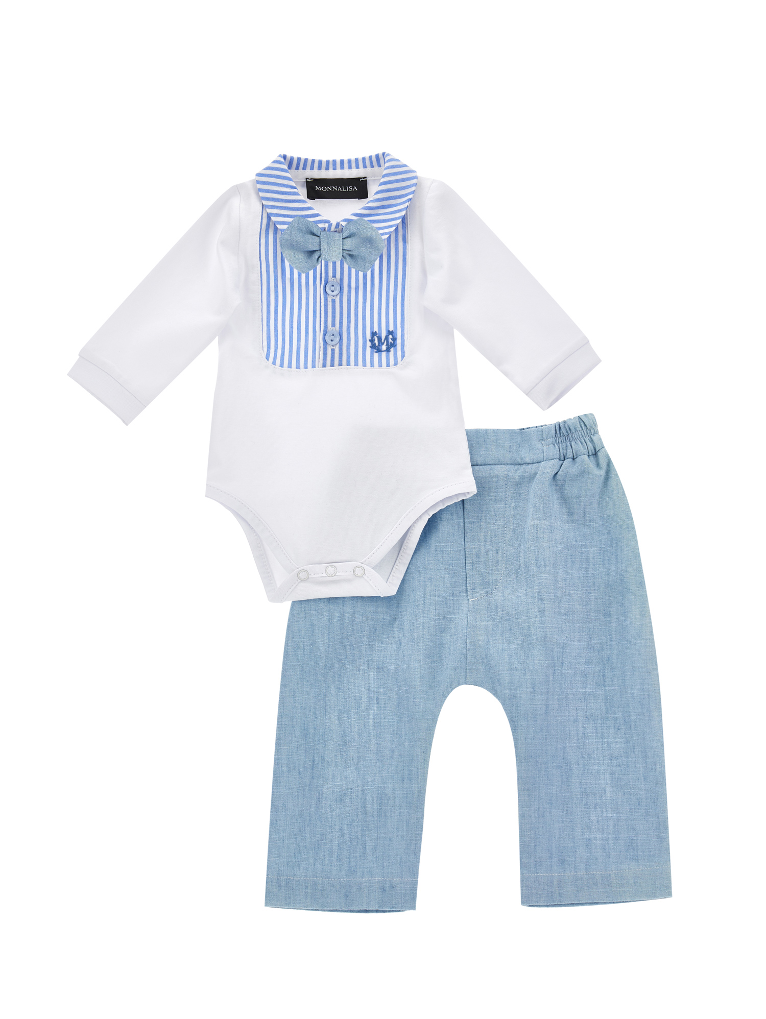 Monnalisa Babies'   Chambray Two-piece Set In Multi