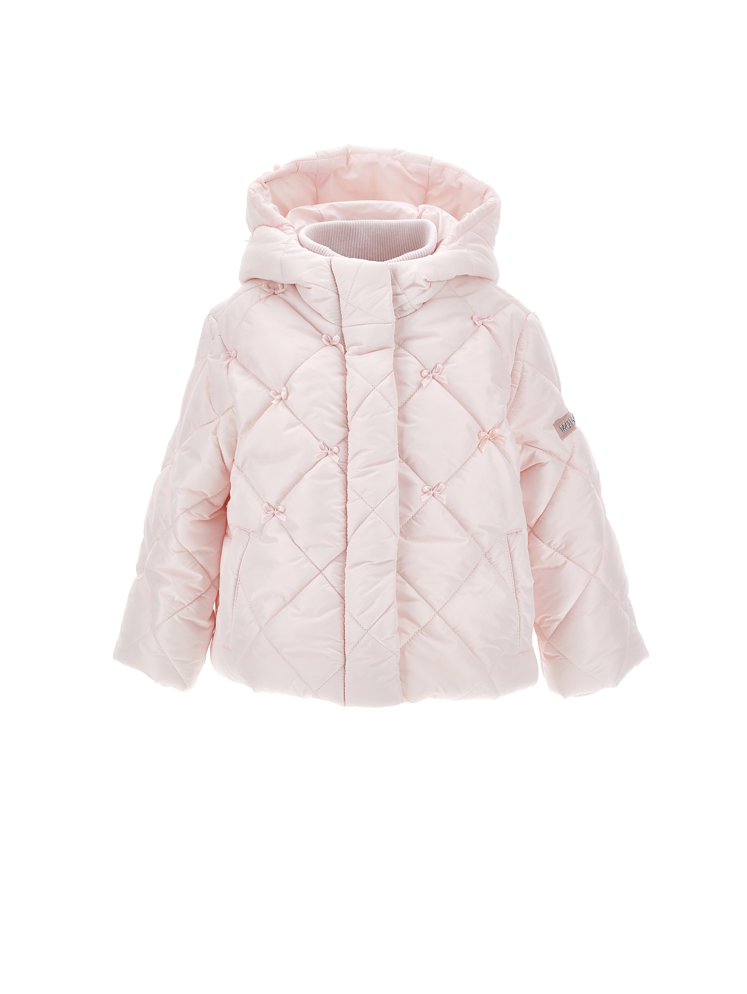Monnalisa Padded Down Jacket With Bows In Pink