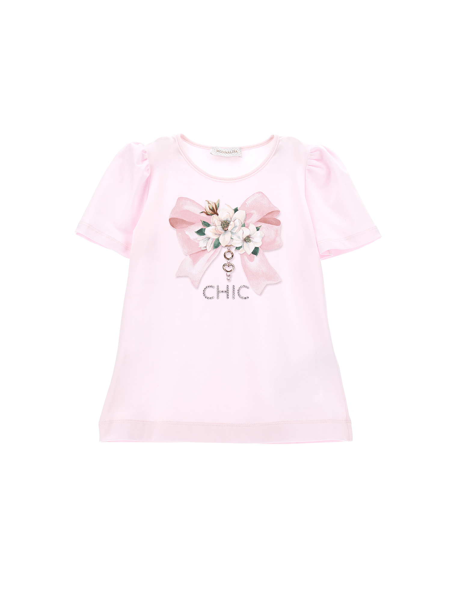 Monnalisa T-shirt cotone stampa fiocco