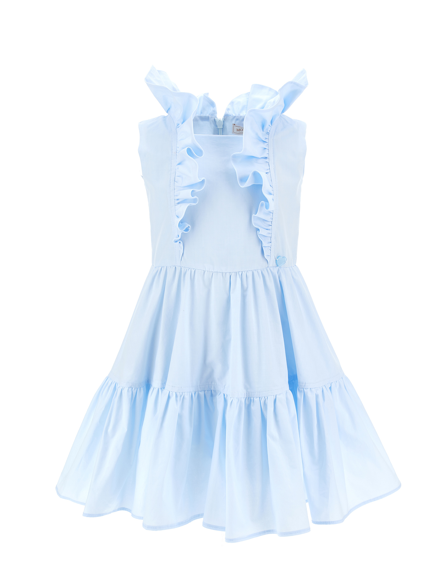 Monnalisa Poplin Dress With Trim In Sky Blue