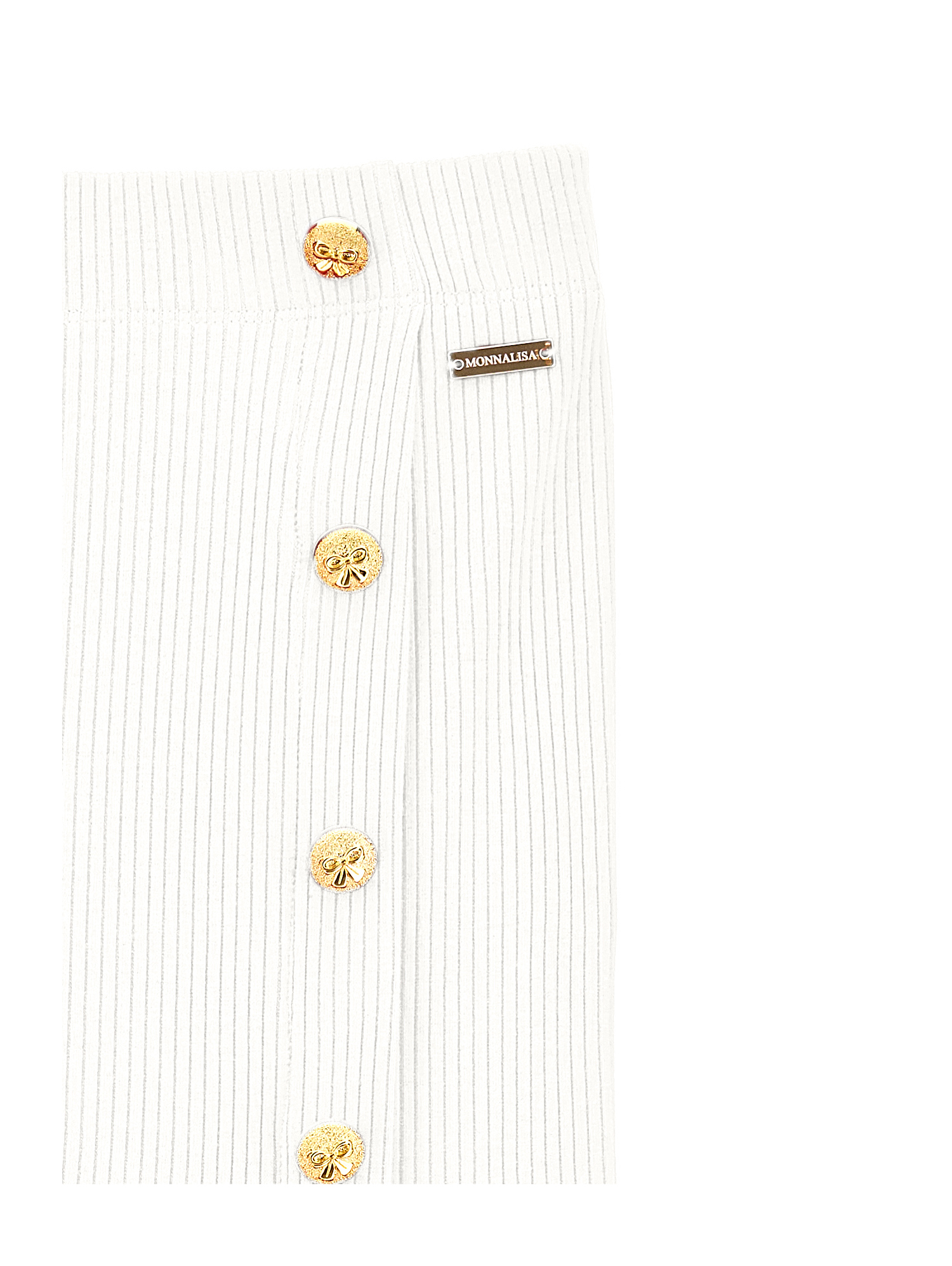 Monnalisa Viscose Midi Skirt With Buttons In Cream