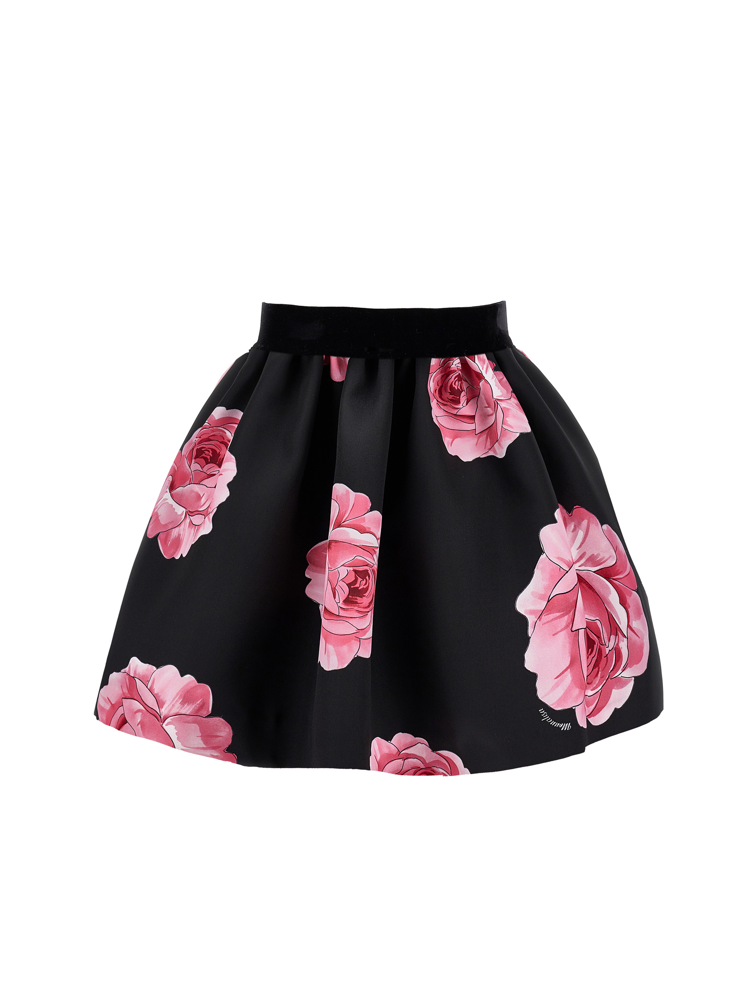 Monnalisa Pink Mikado Skirt In Black