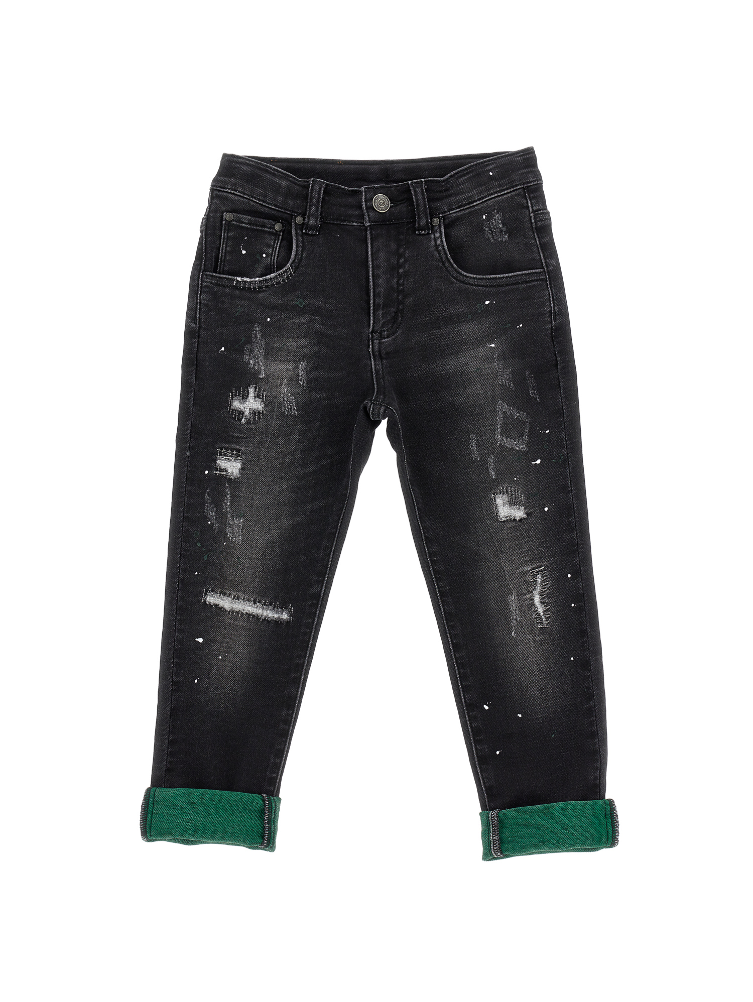 Monnalisa Stretch Denim Jeans In Coal Grey