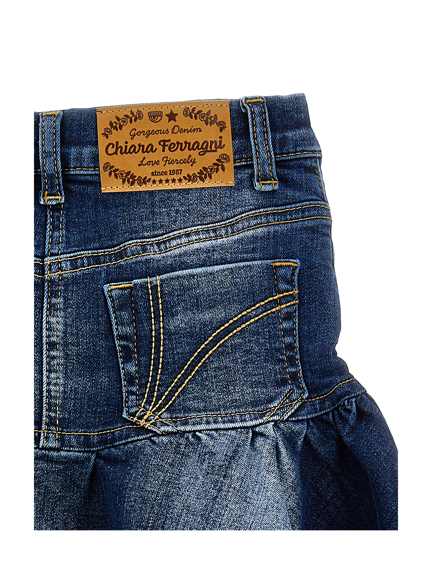 Shop Chiara Ferragni Ferragni Stretch Denim Skirt In Blu Stone Denim
