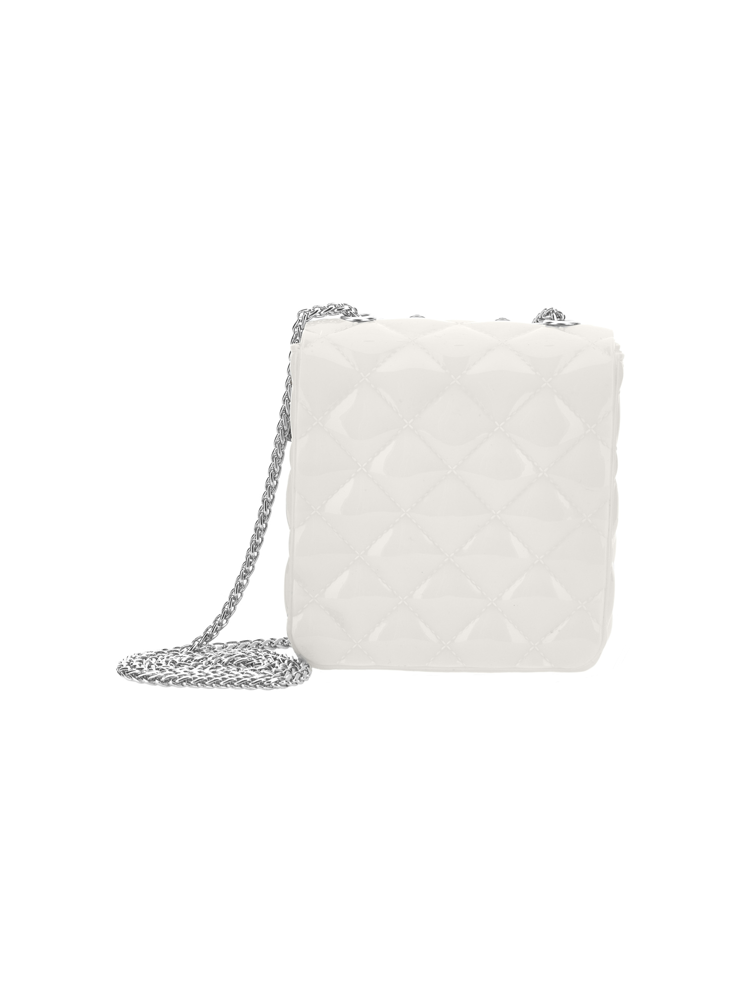 Monnalisa Pvc Bag With Rhinestones In Cream