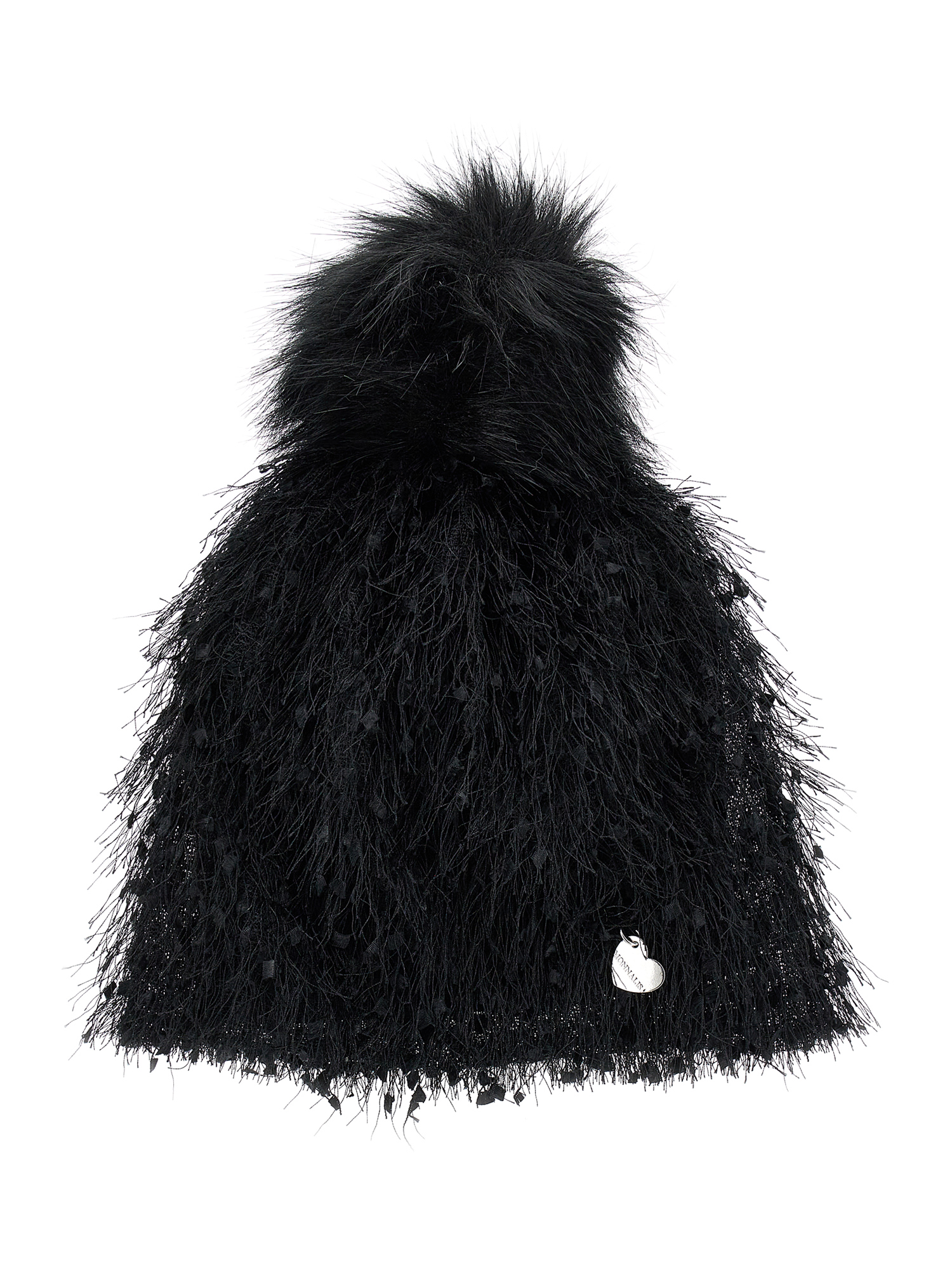 Monnalisa Wool Blend Hat With Fringing In Black