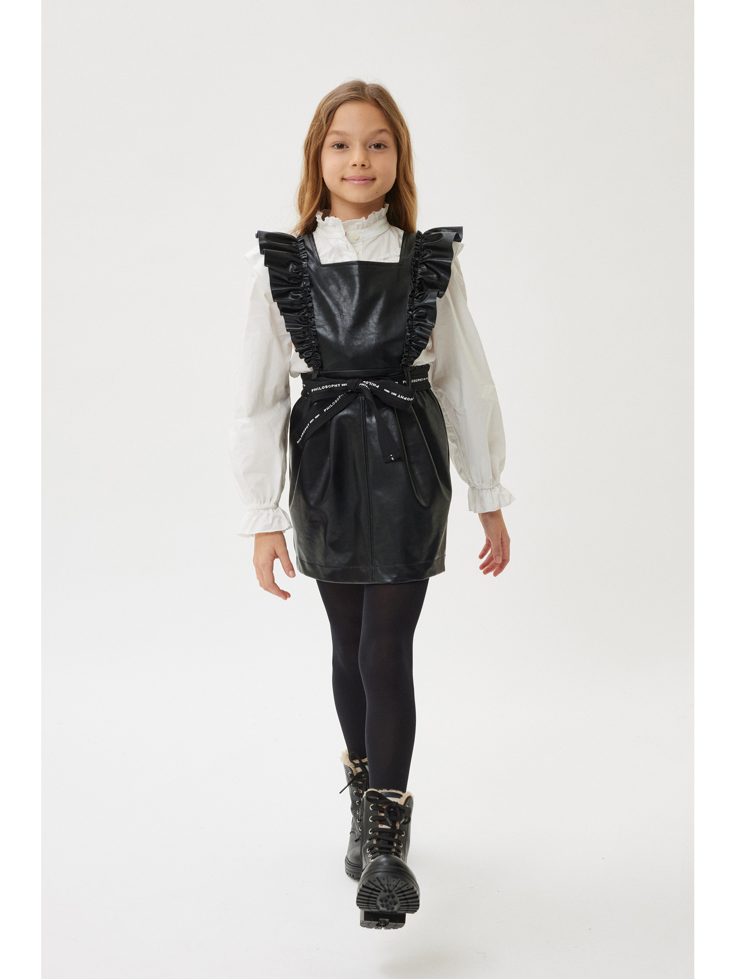 Philosophy Di Lorenzo Serafini Philosophy Kids Dungaree Skirt With Ruffles In Black
