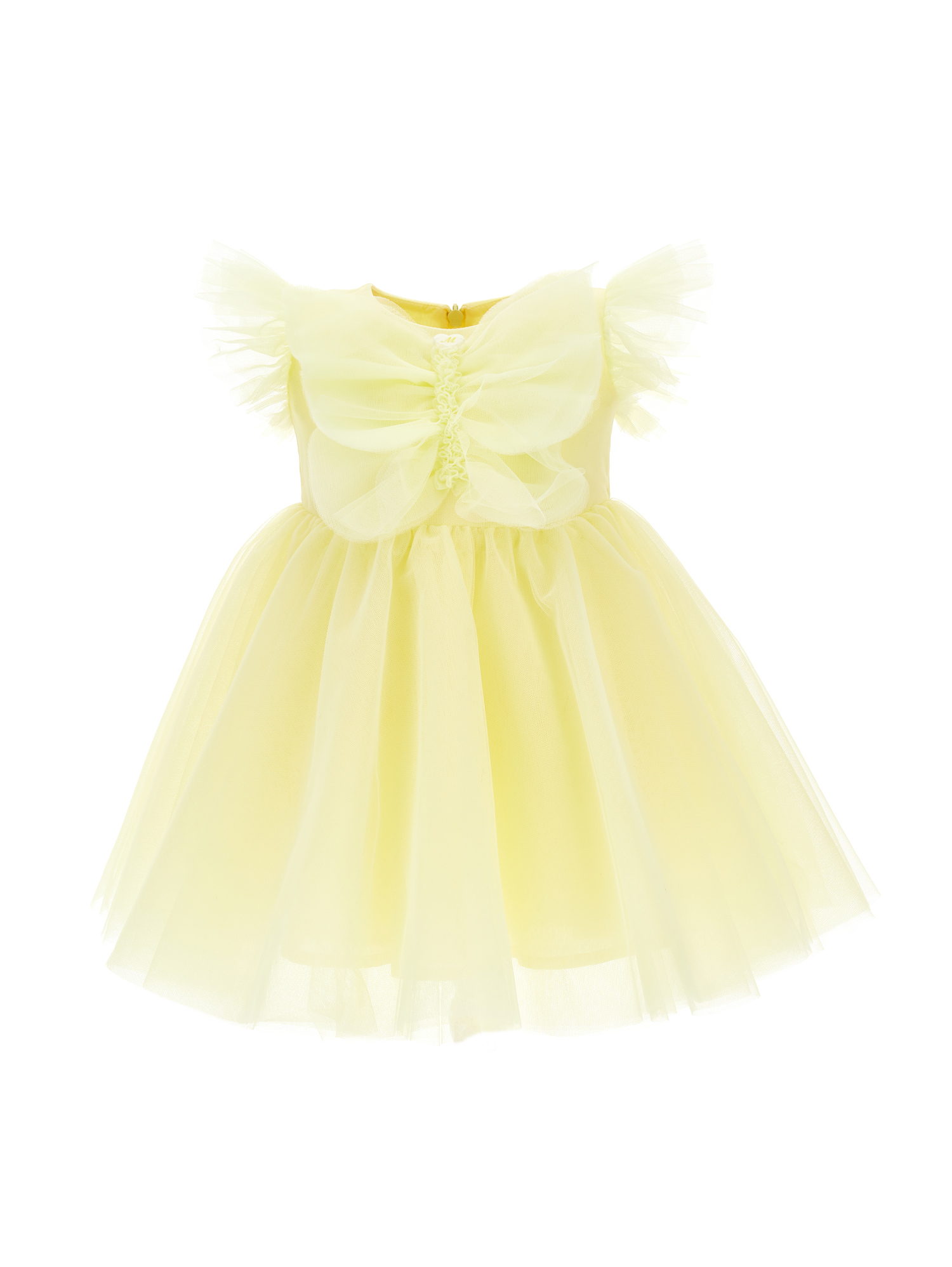 Monnalisa Babies'   Maxi Butterfly Silk-touch Tulle Dress In Light Yellow