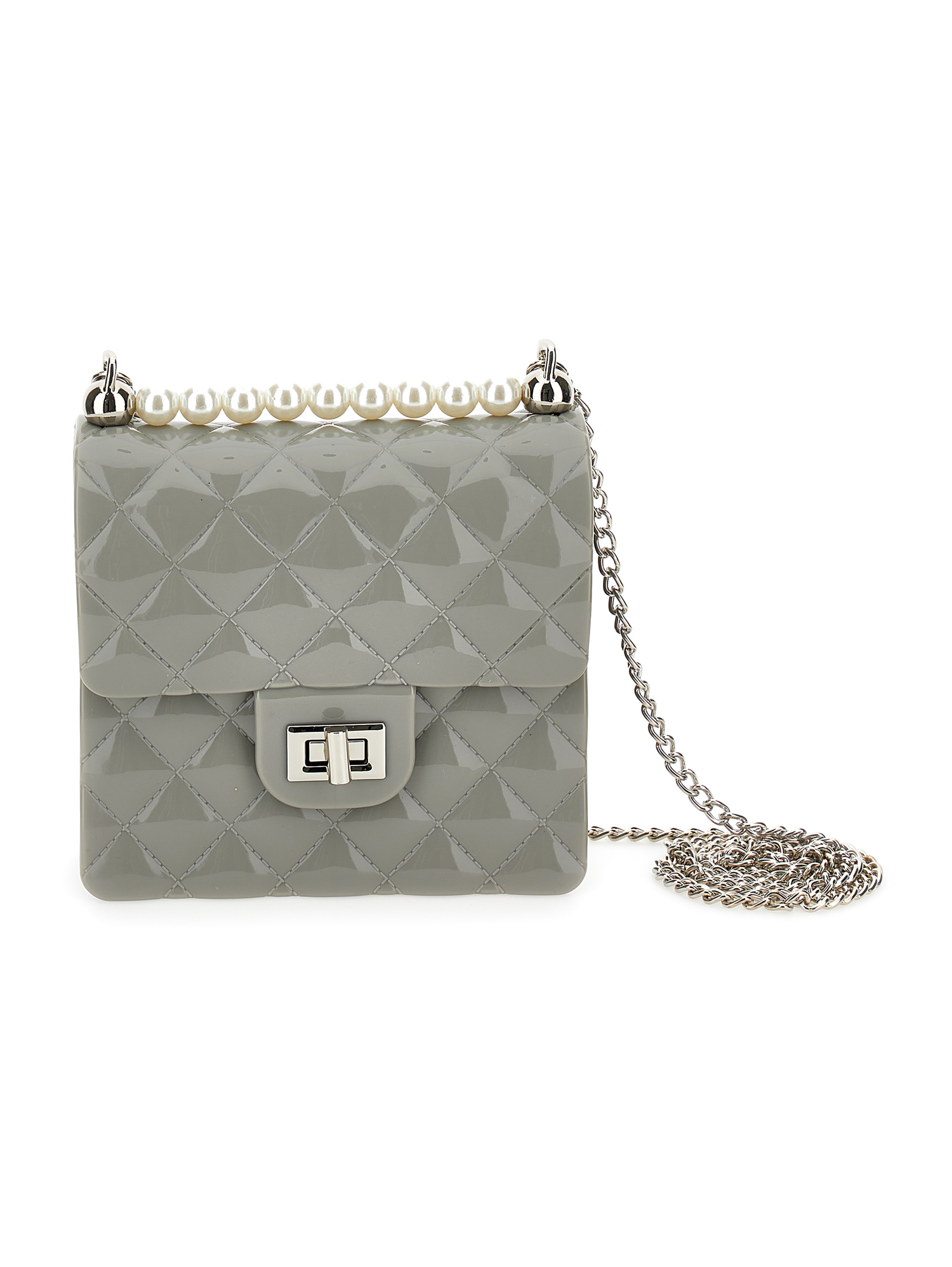 Shop Monnalisa Pvc Bag With Pearls In Grey