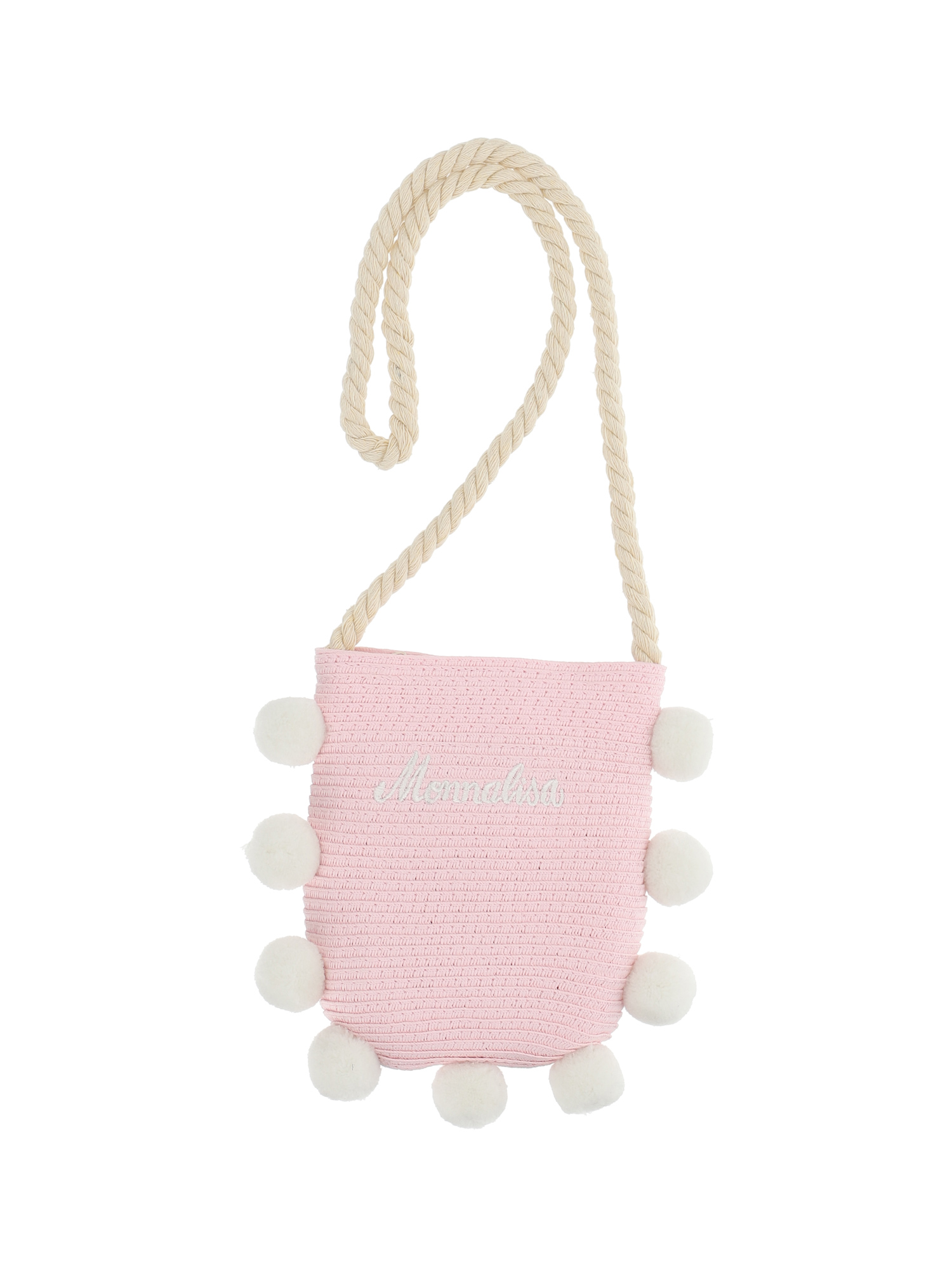 Monnalisa Kids'   Straw Bag With Logo In Rosa Fairy Tale