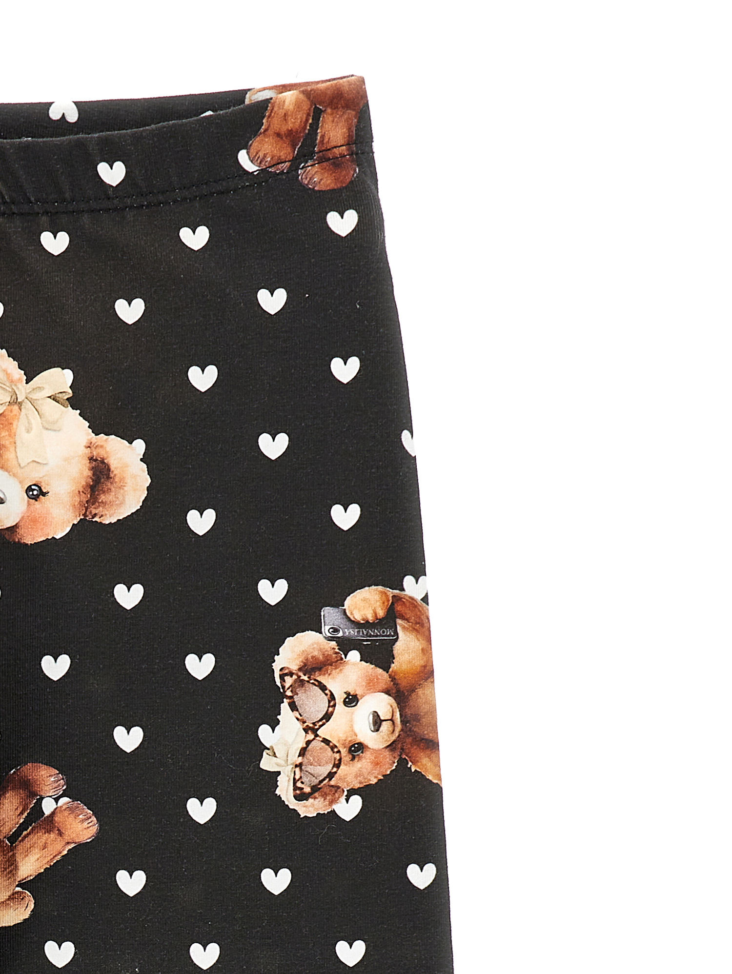 Monnalisa Leggings Teddy Bears Hearts In Black