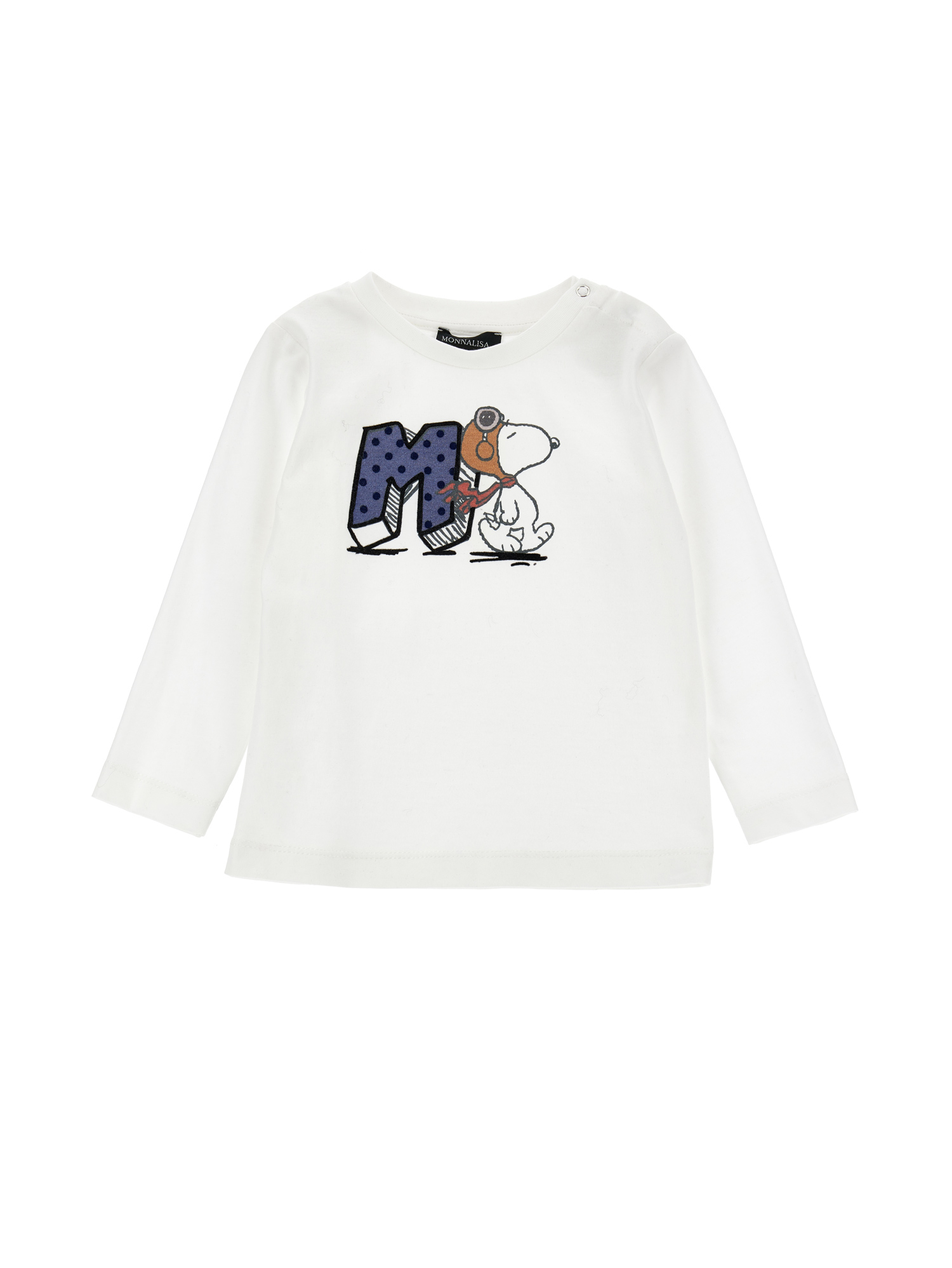 Monnalisa Snoopy Crewneck T-shirt In Cream