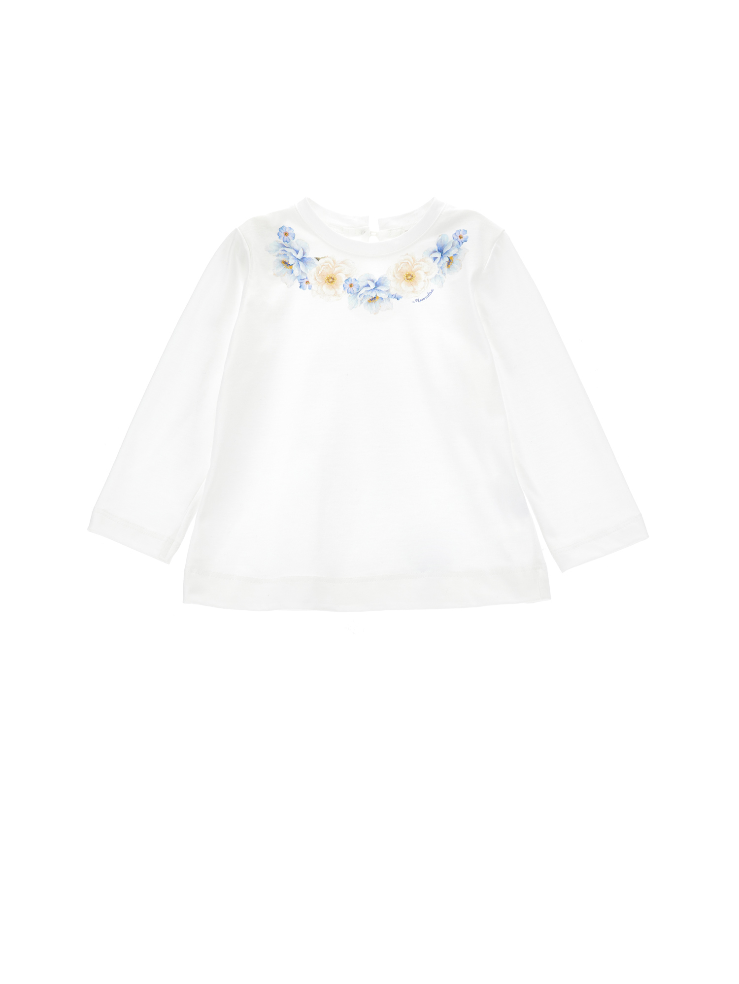 Monnalisa T-shirt With Embroidered Flowers In White