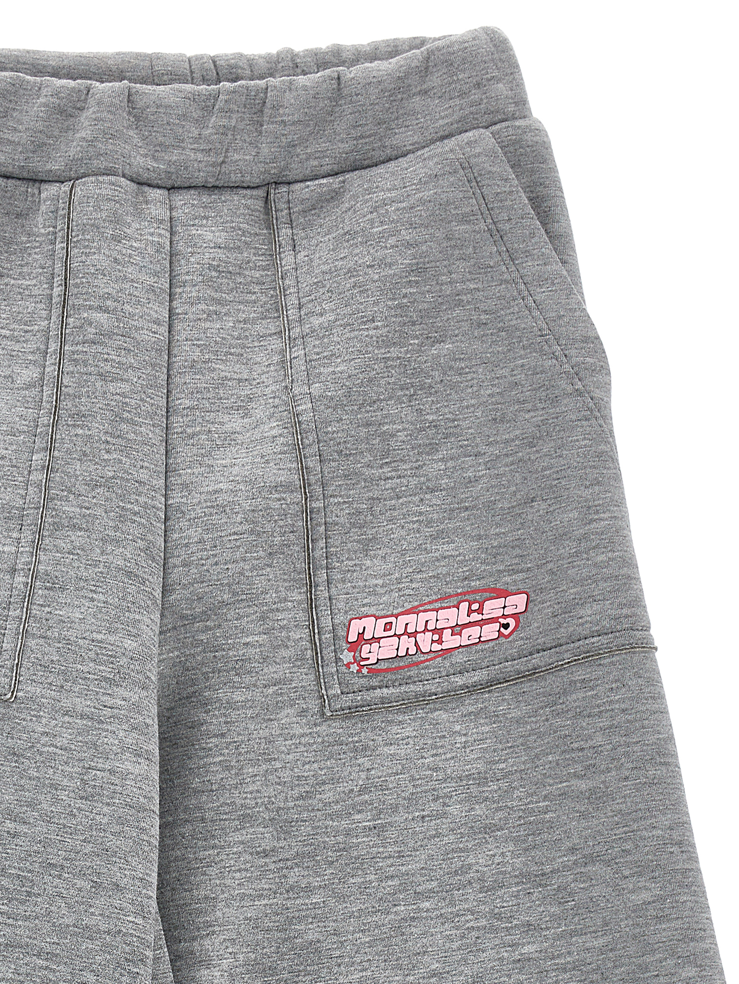 Monnalisa Neoprene Palazzo Trousers In Grey + Grey