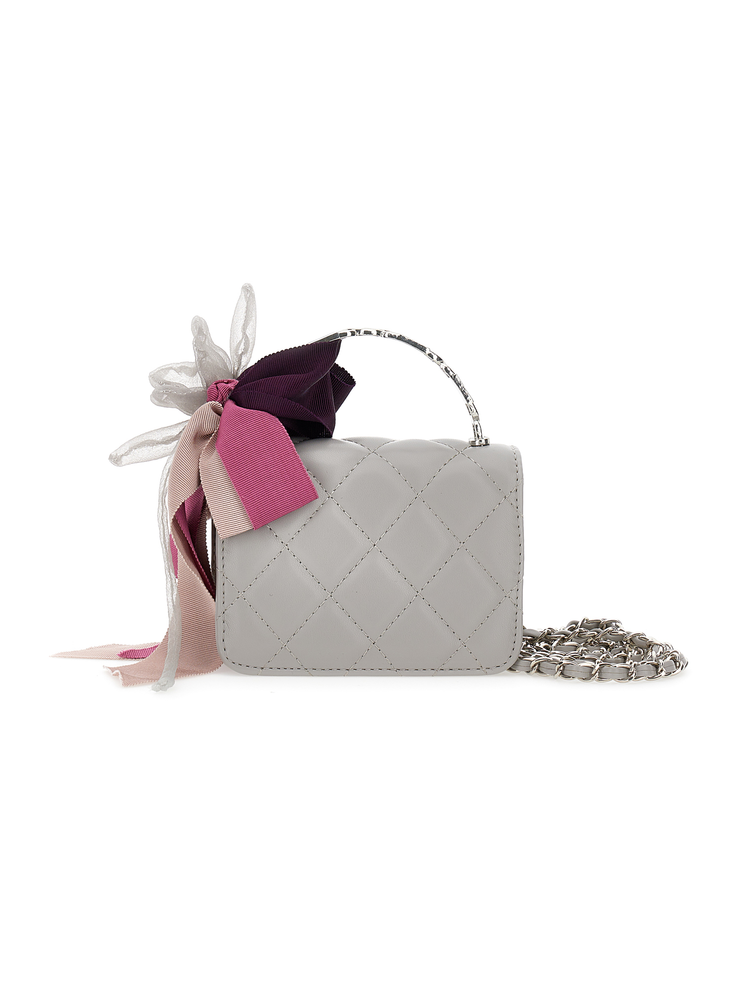 Monnalisa Coated Fabric Mini Bag In Grey