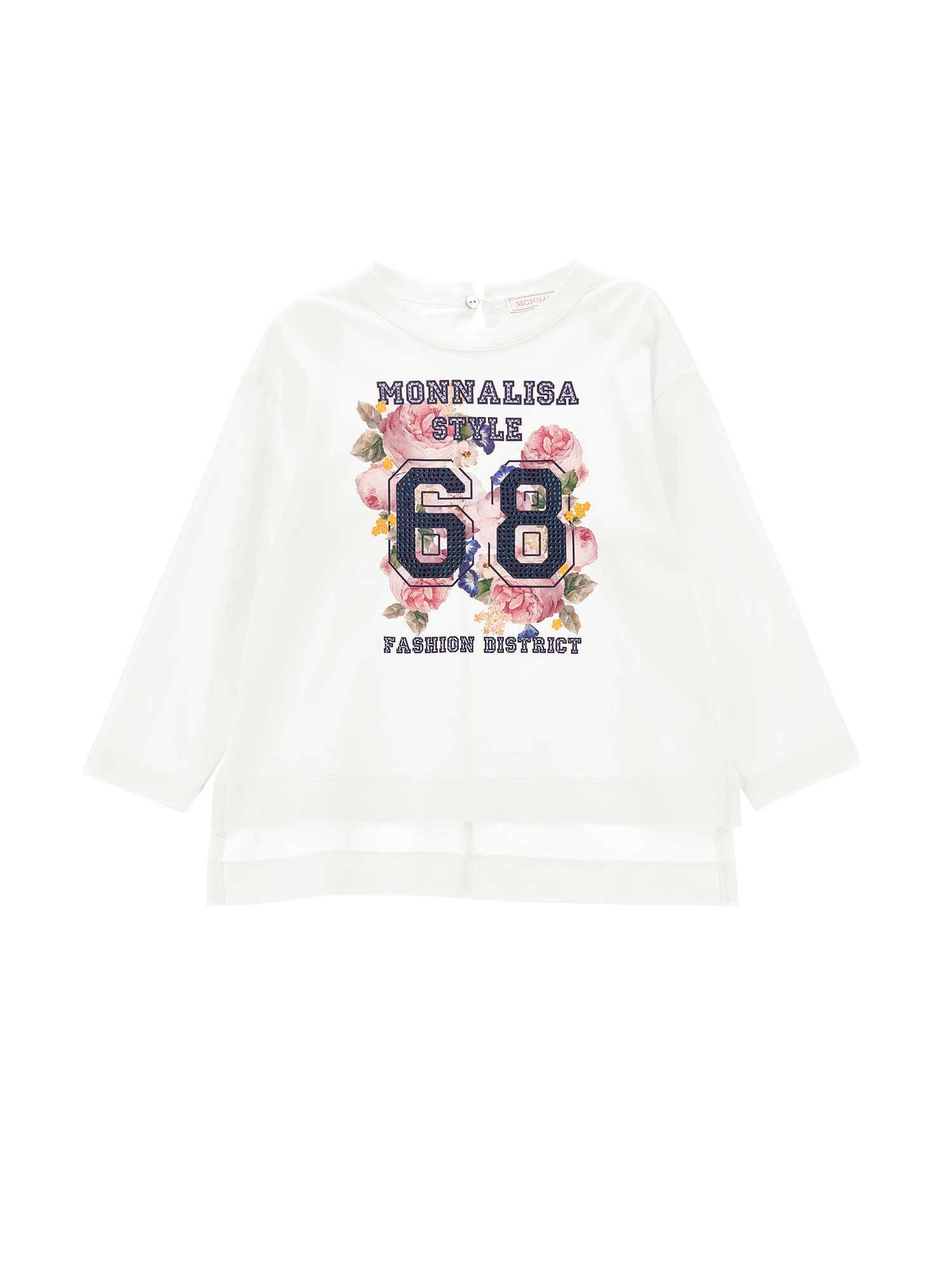 Monnalisa Maxi t-shirt cotone con strass e spacchetti